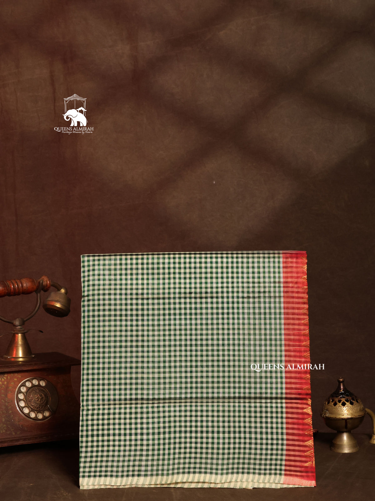 Green Kattam With Red Pure Silk Cotton Saree