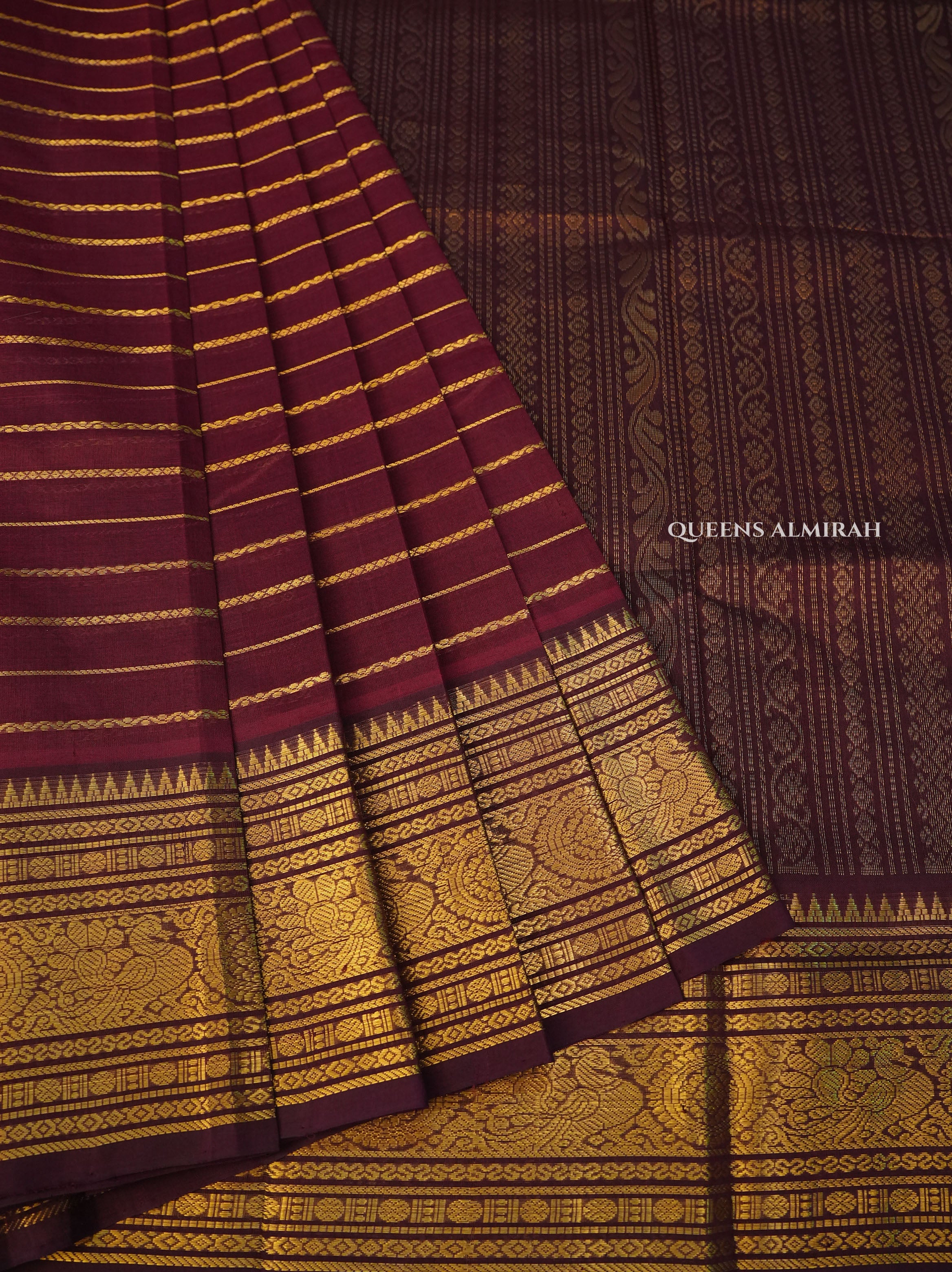 Maroon Pure Silk Cotton Saree