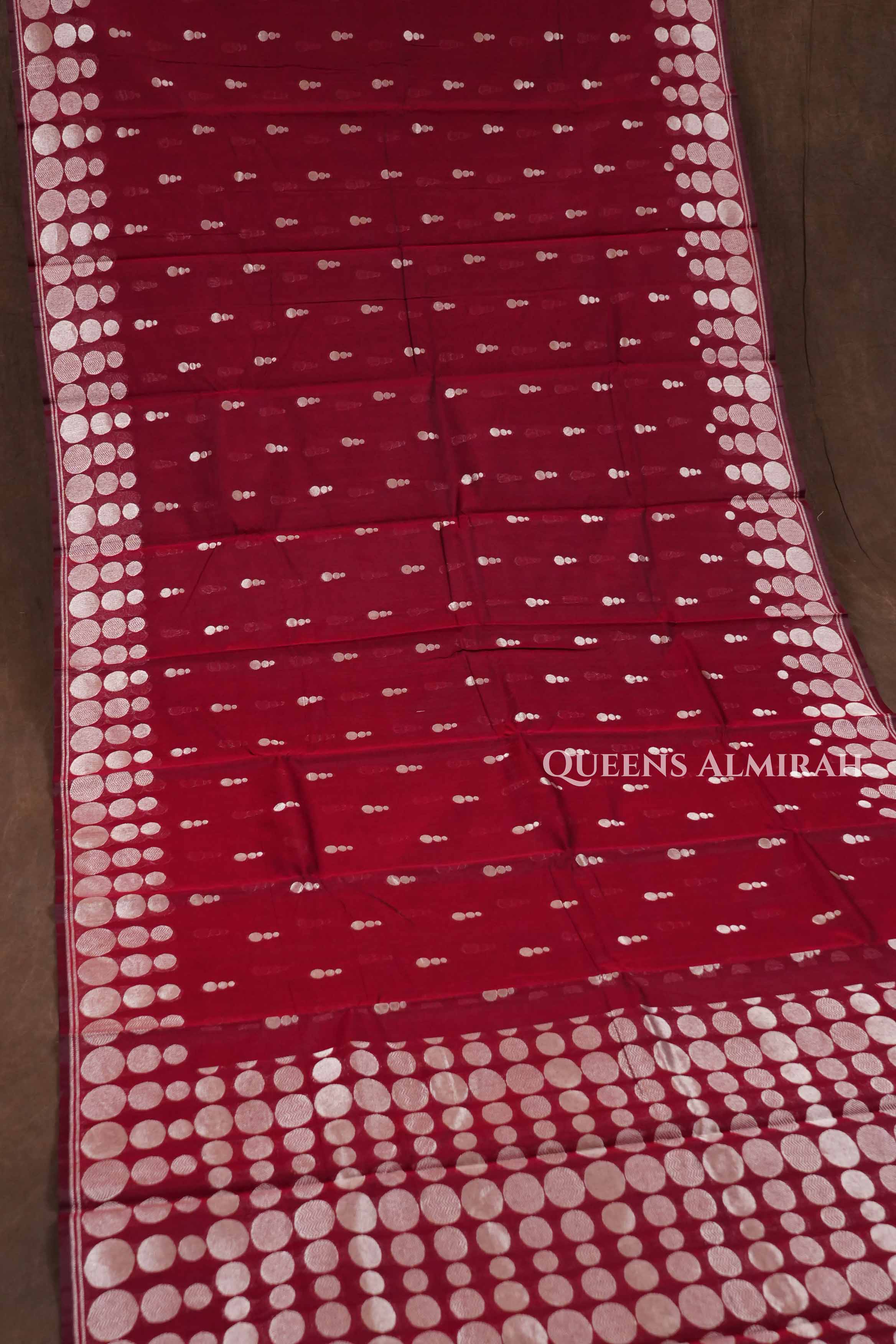 Maroon Semi Silk Cotton Saree