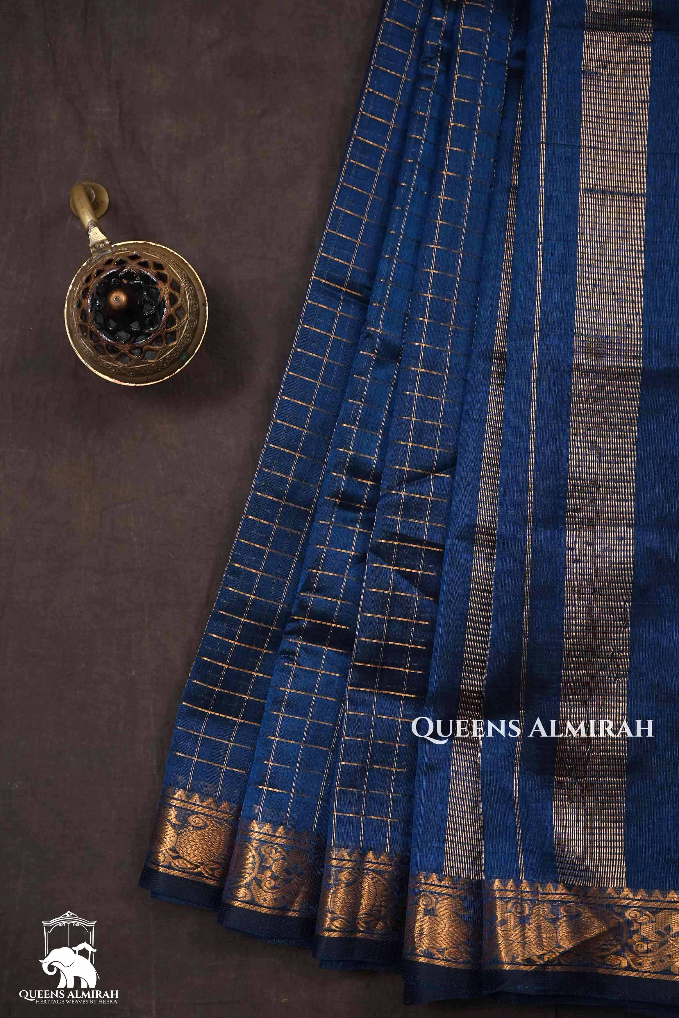 Dark Blue Pure Silk Cotton Saree