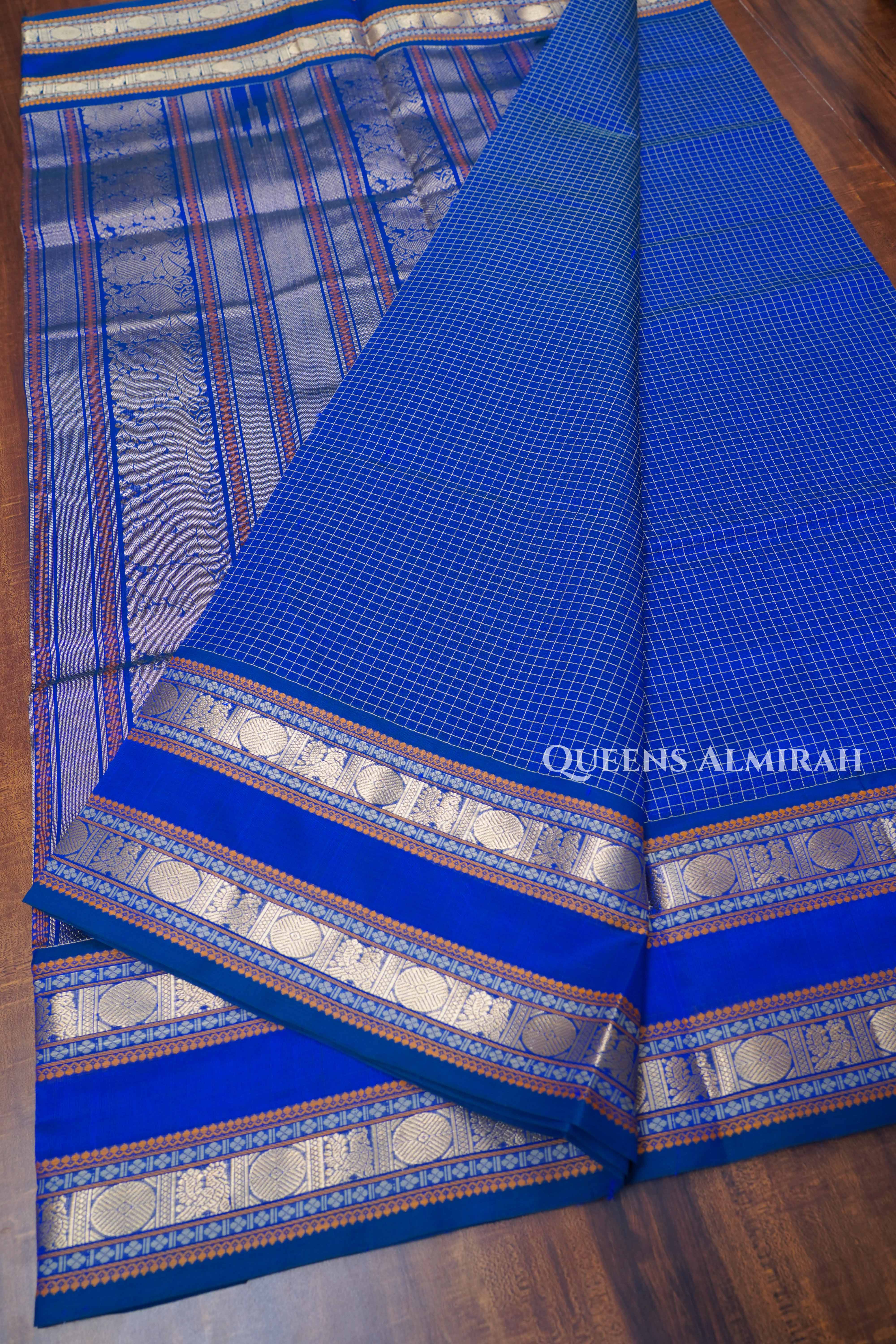 Royal Blue Karaikudi Chettinad Silk Cotton Saree