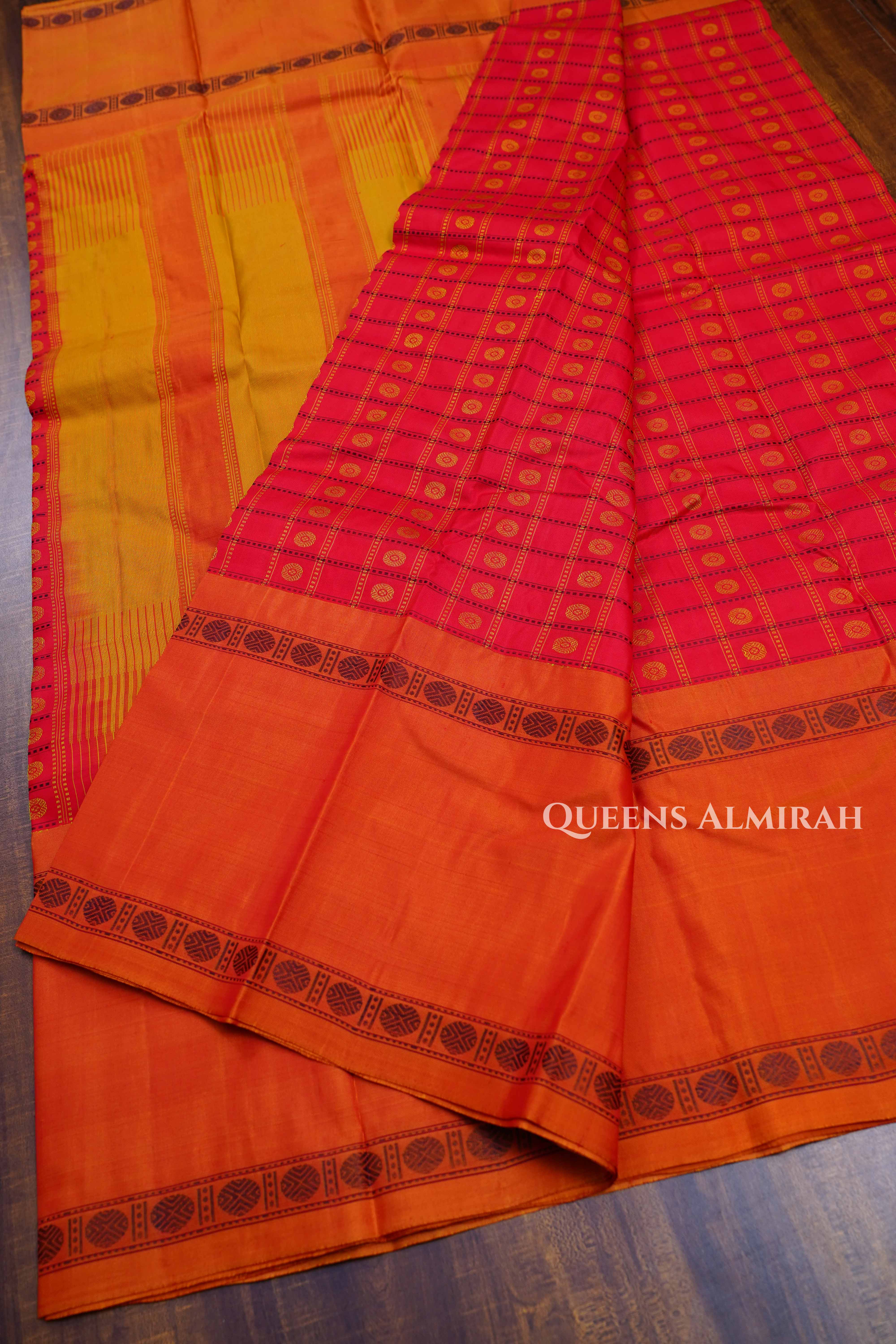 Tomato Red Pure Kanchivaram Silk Saree