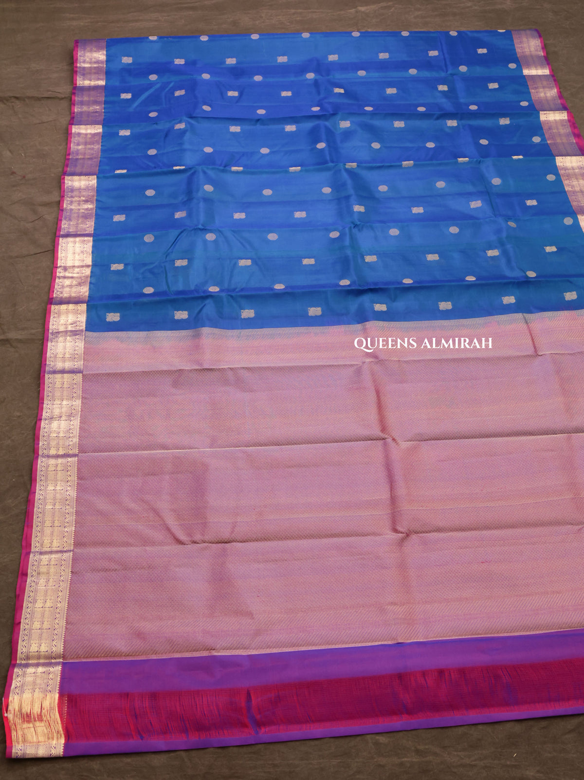 Peacock Blue With Purple Pure Kanchivaram Silk Saree