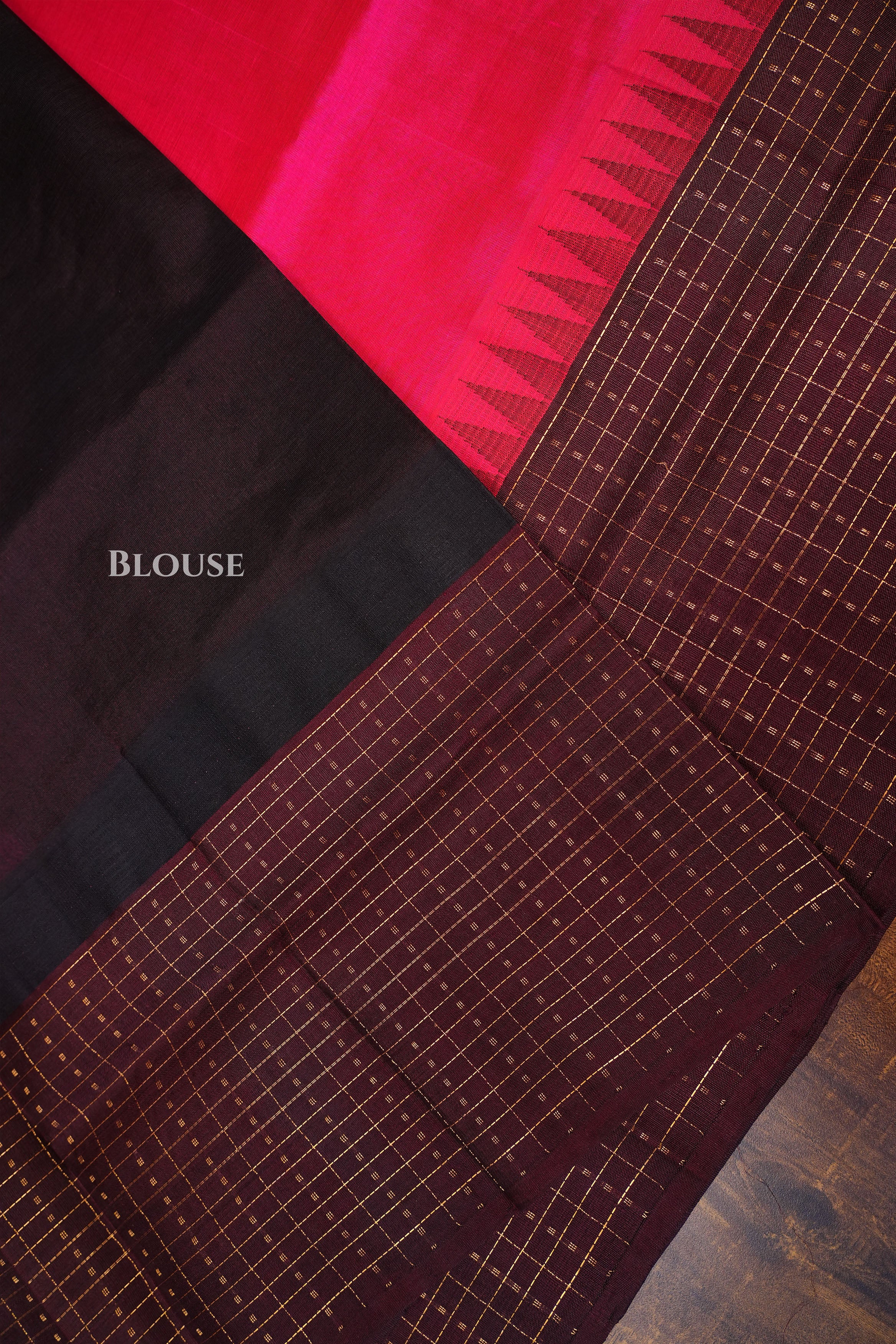 Red With Black Pure Kanchi Silk Cotton Saree