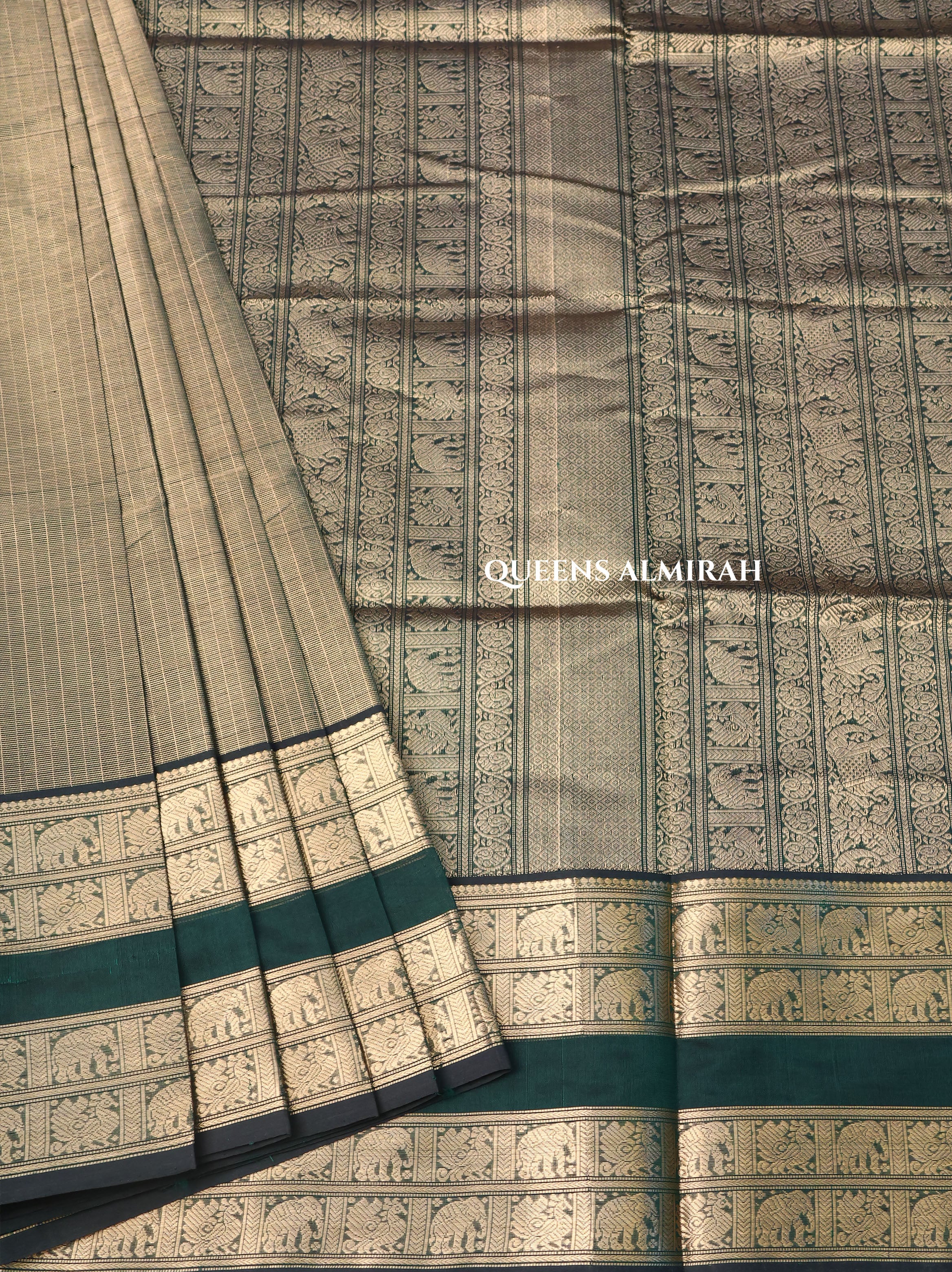 Golden With Green Chettinad Silk Cotton Saree