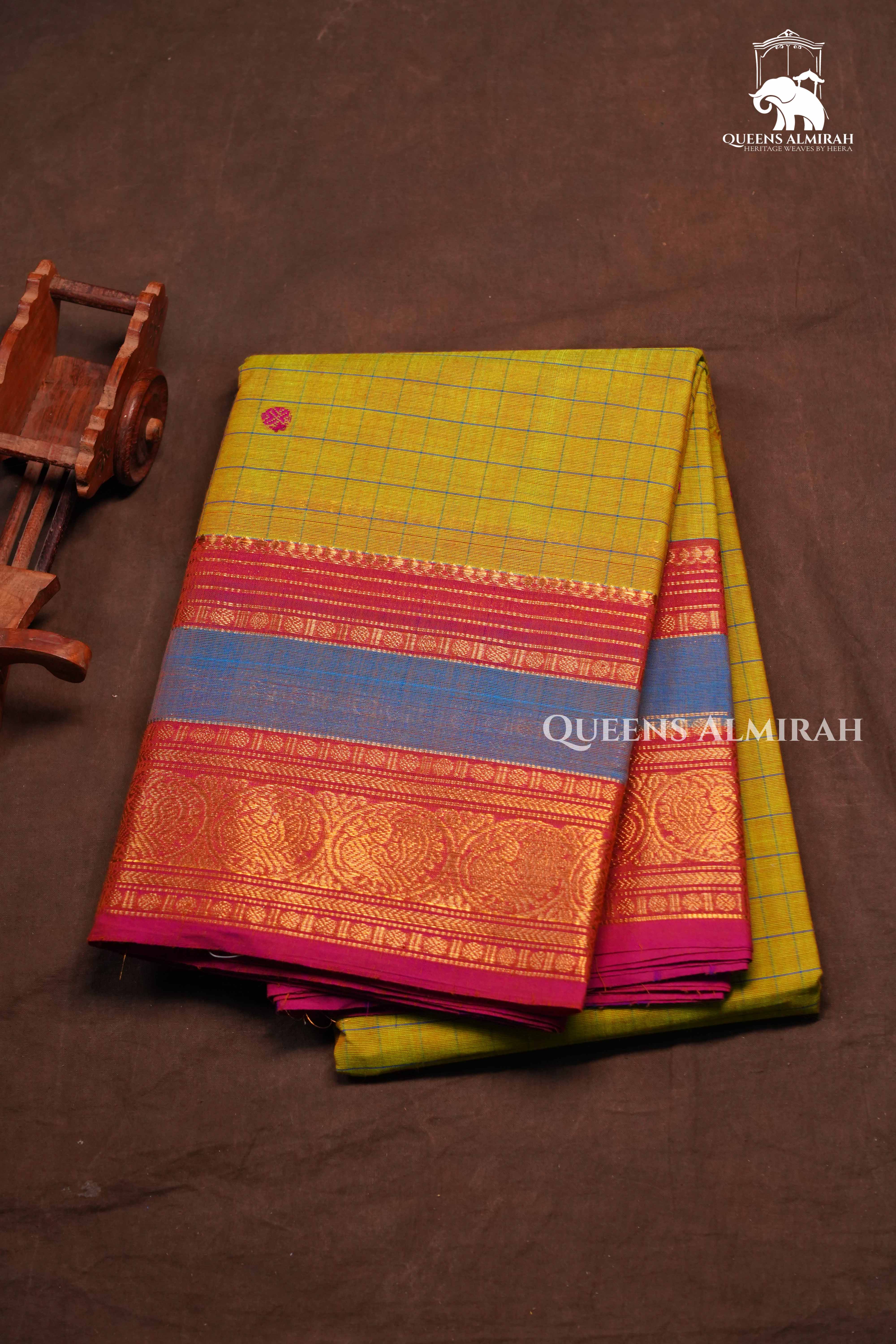Yellowish Green Kanchi Cotton Saree