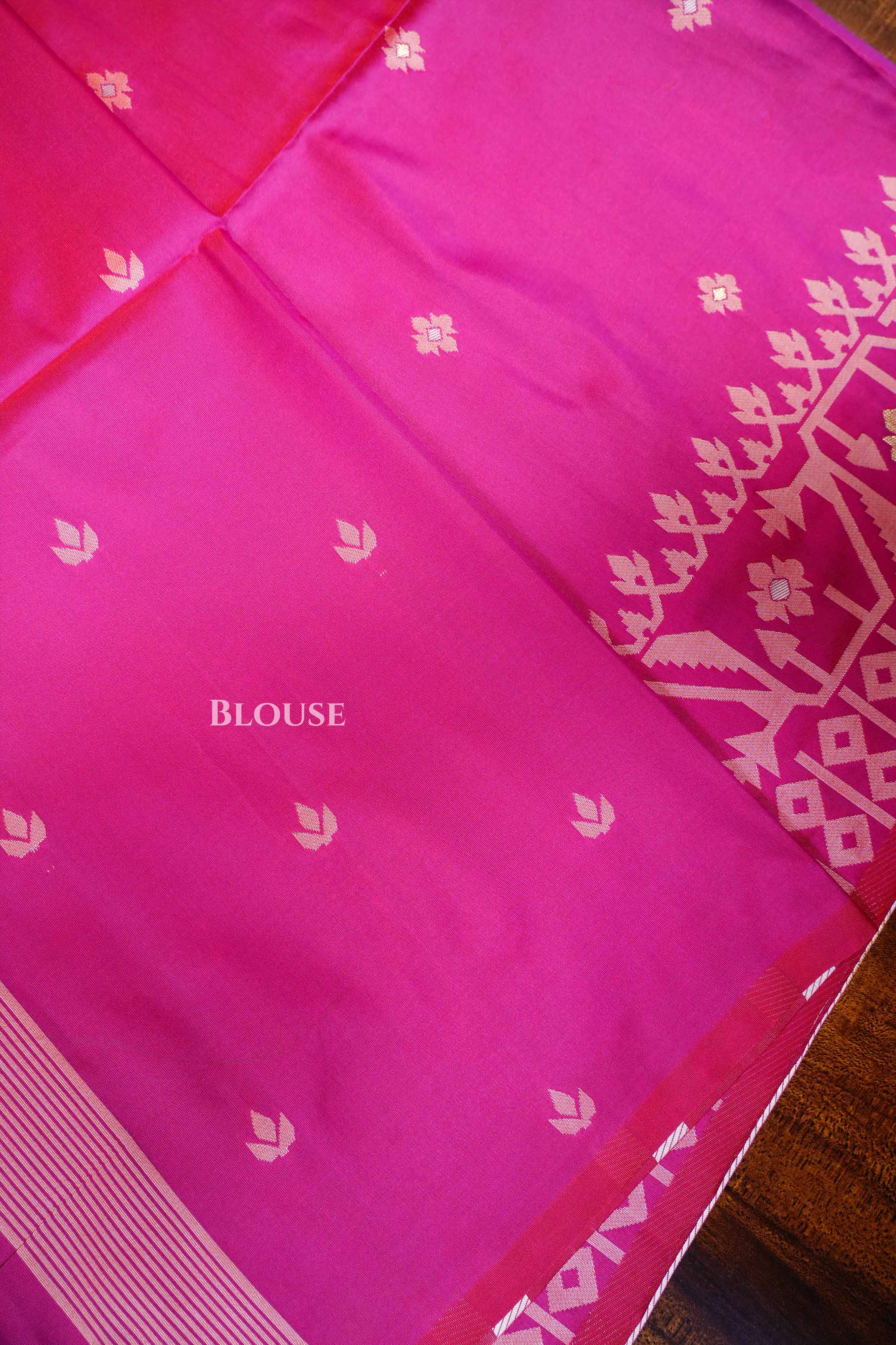 Pink Jamdani Butter Silk Saree