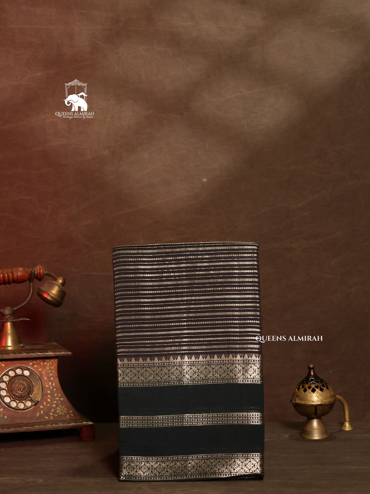 Black Chiniya Silk Saree