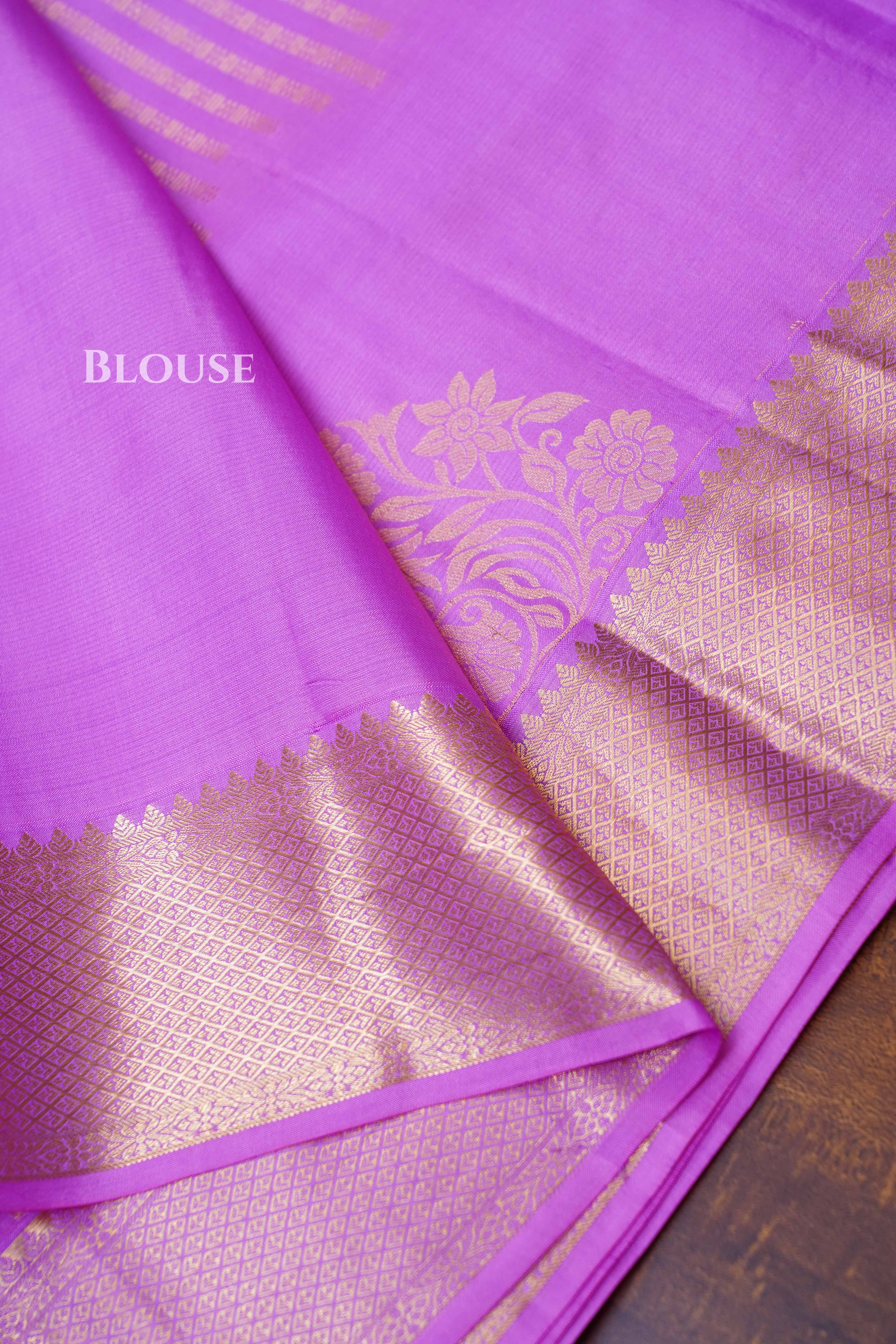 Lilac Purple Pure Kanchivaram Silk Saree
