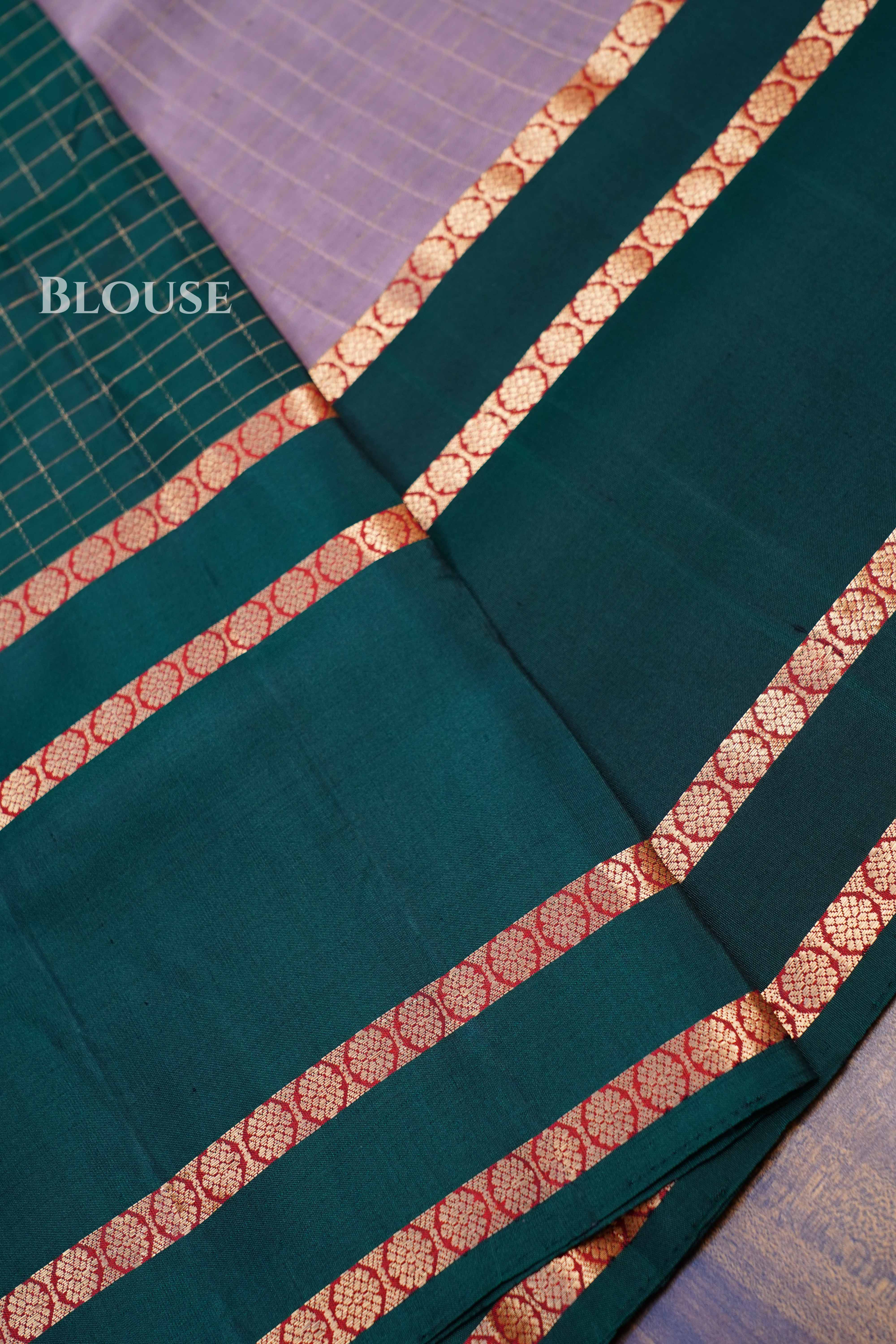 Pastel Purple With Green Pure Soft Silk Saree