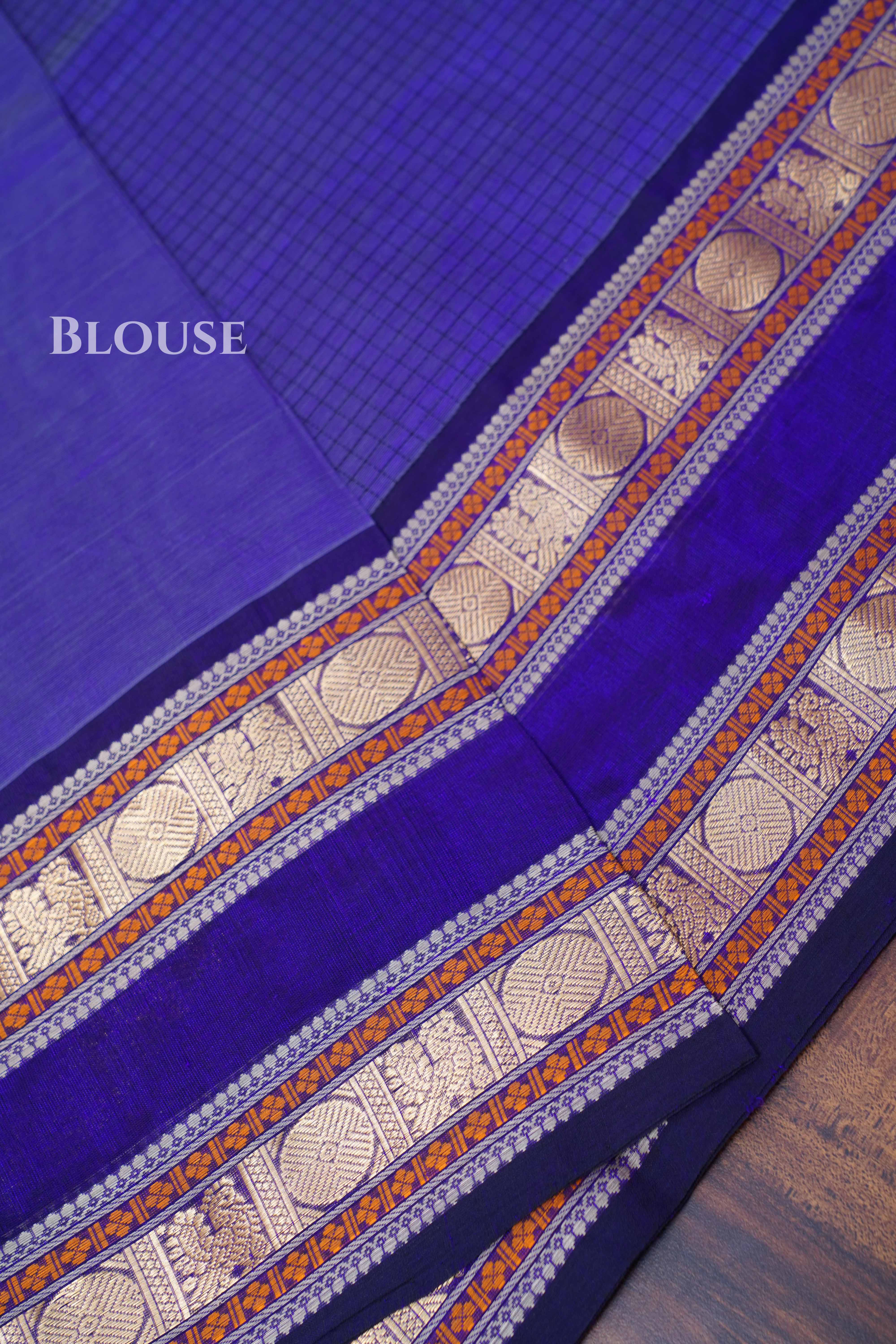 Dark Lavender Karaikudi Chettinad Silk Cotton Saree