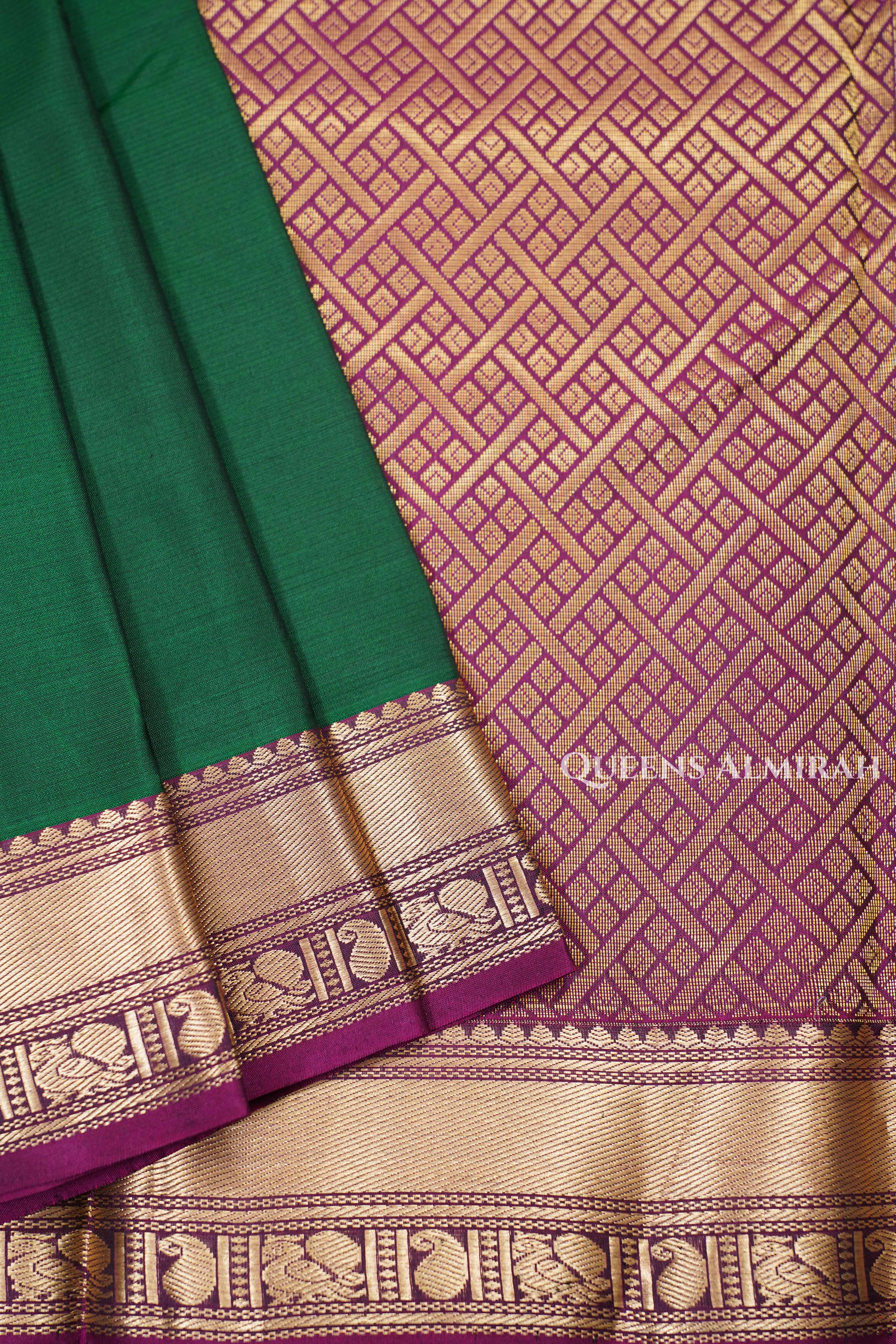 Meenakshi Green With Pink Pure Kanchivaram Silk Saree
