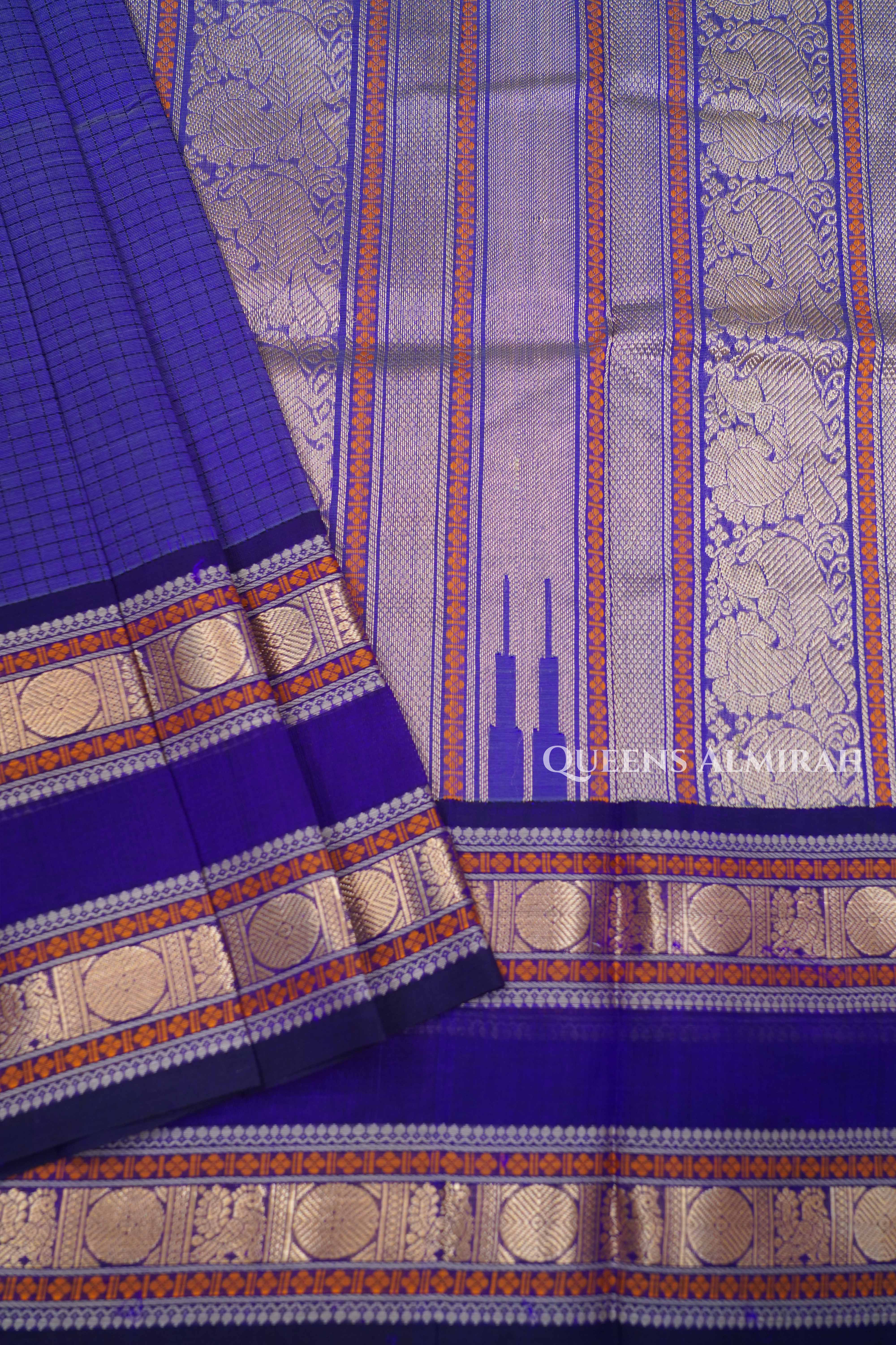 Dark Lavender Karaikudi Chettinad Silk Cotton Saree
