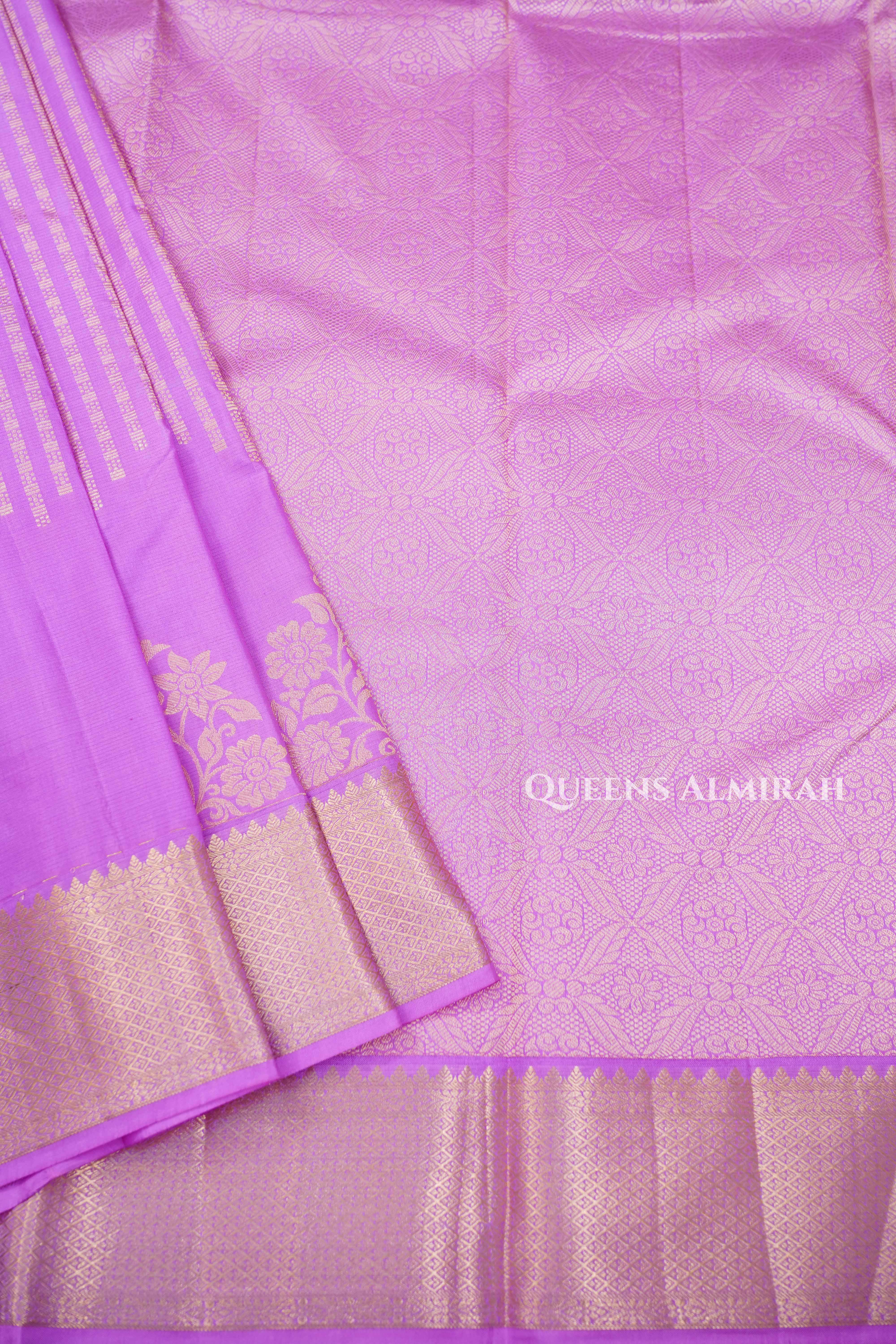 Lilac Purple Pure Kanchivaram Silk Saree