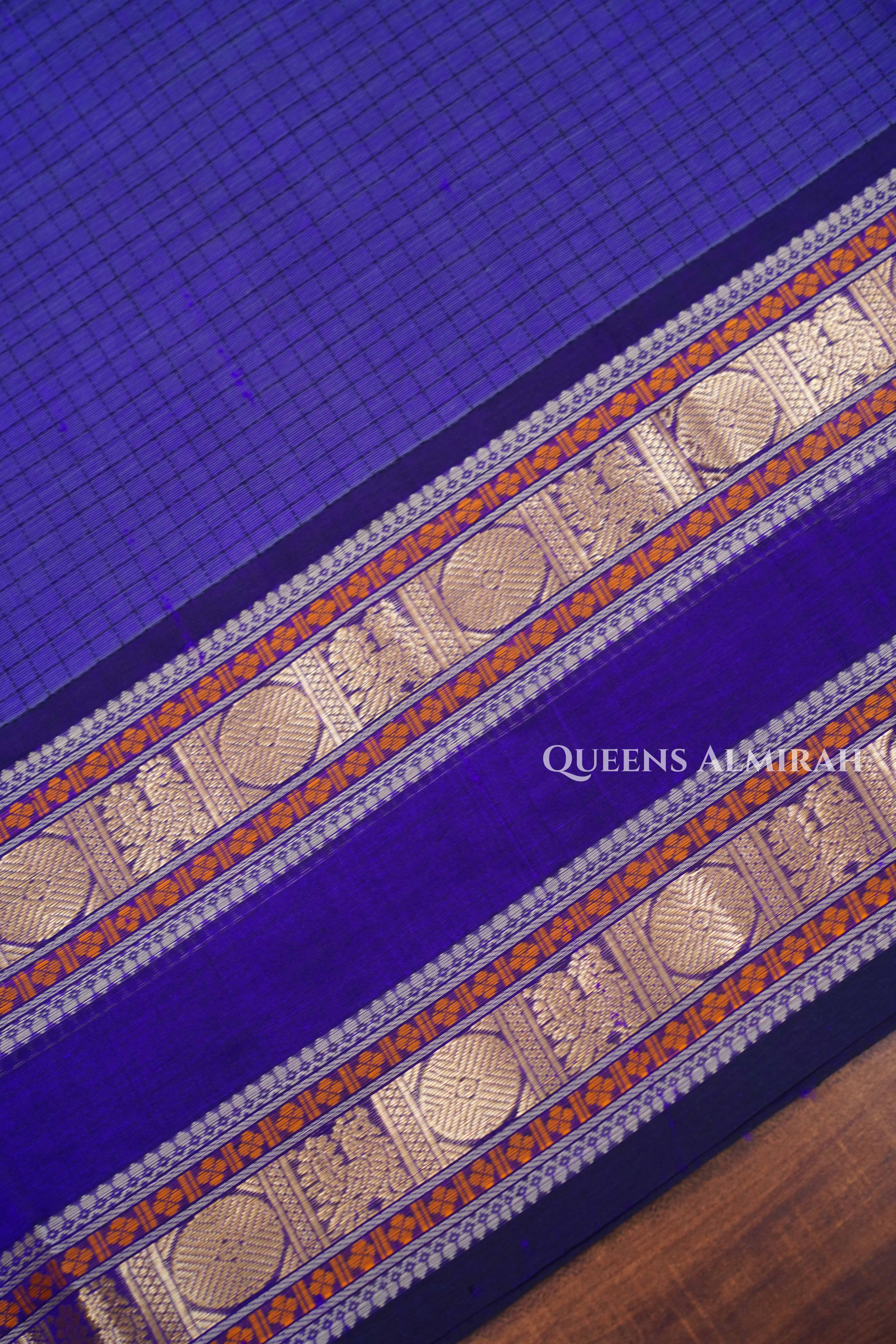 Dark Lavender Karaikudi Chettinad Silk Cotton Saree