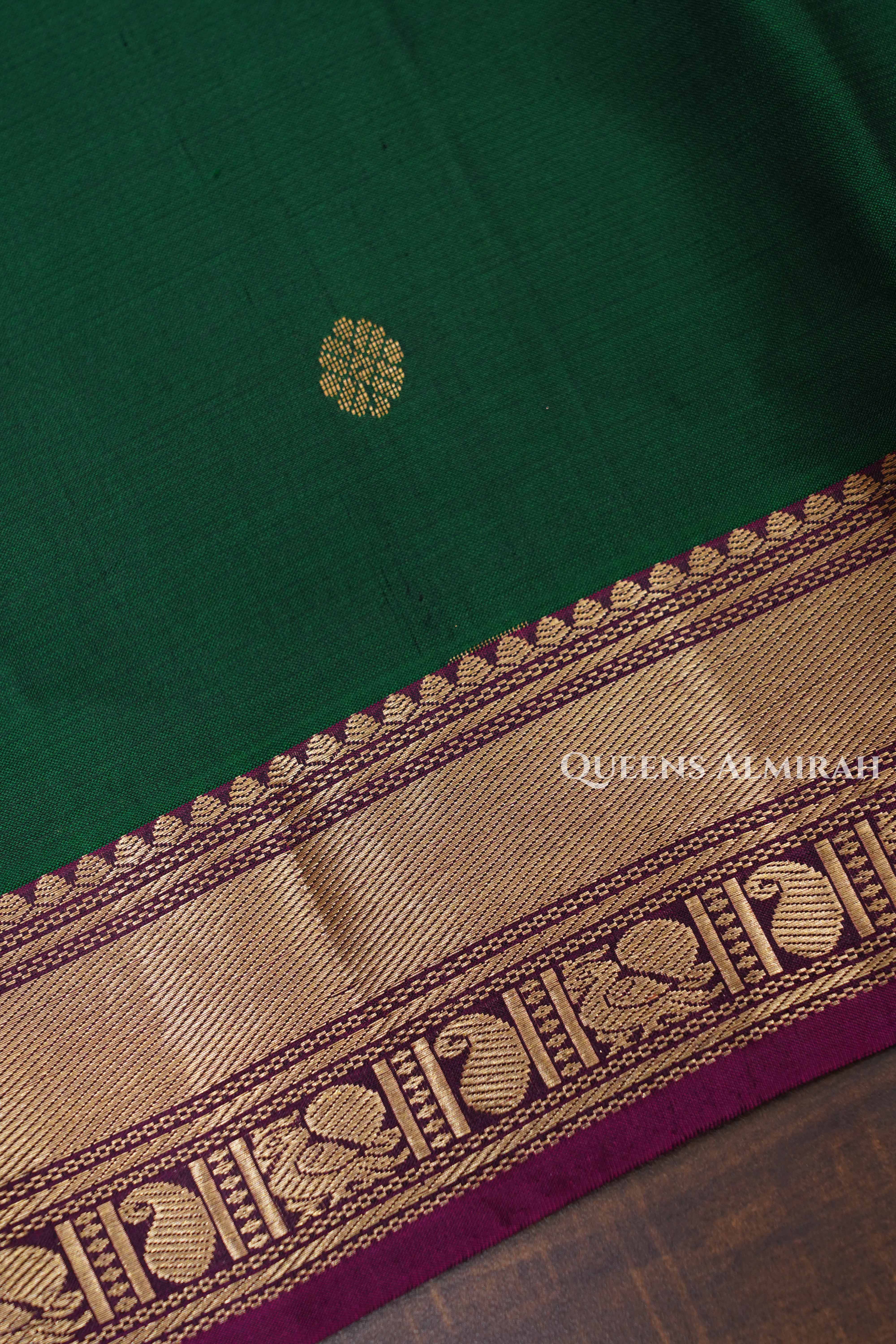 Meenakshi Green With Pink Pure Kanchivaram Silk Saree
