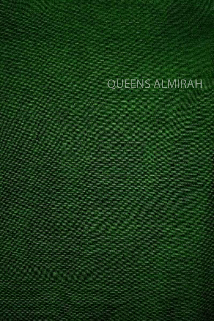 EMERALD GREEN WITH BLACK BORDER NARAYANPET COTTON SAREE - Queens Jewel Emporium