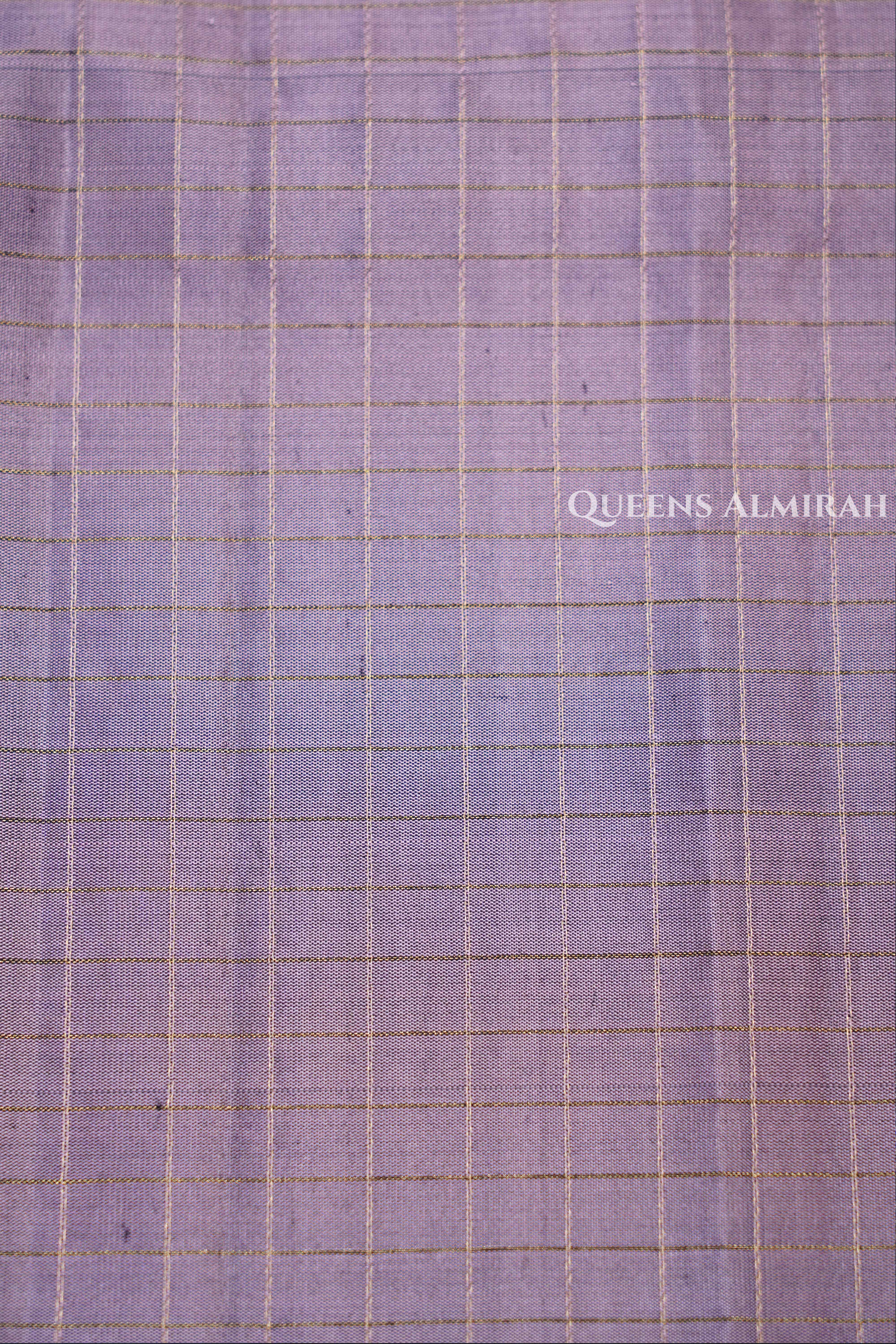 Pastel Purple With Green Pure Soft Silk Saree