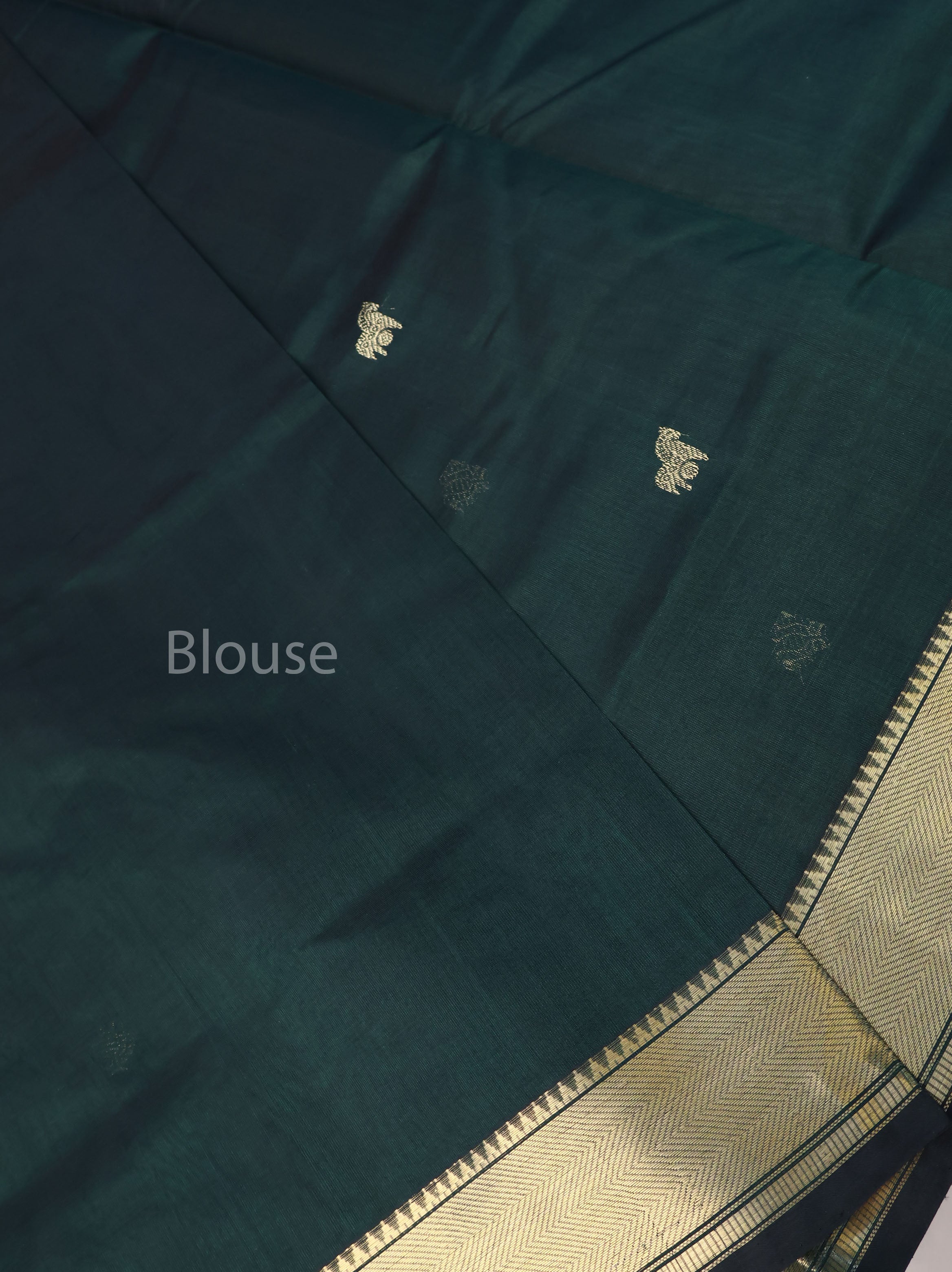 Dark Bottle Green Chettinad Silk Cotton Saree