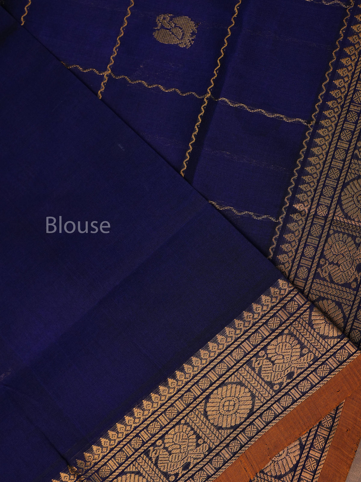 Navy Blue Pure Silk Cotton Saree