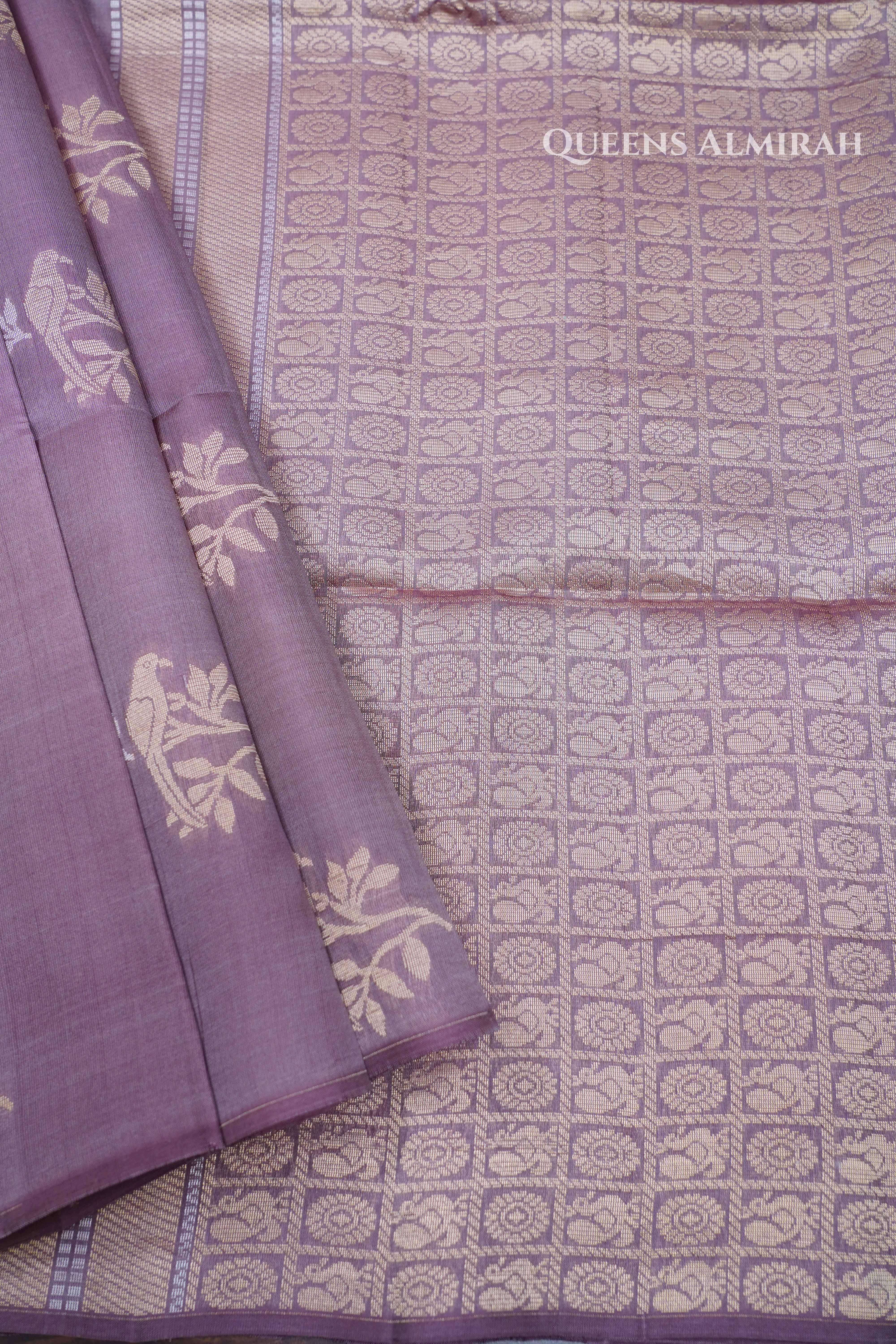 Light Mauve Pure Soft Silk Saree