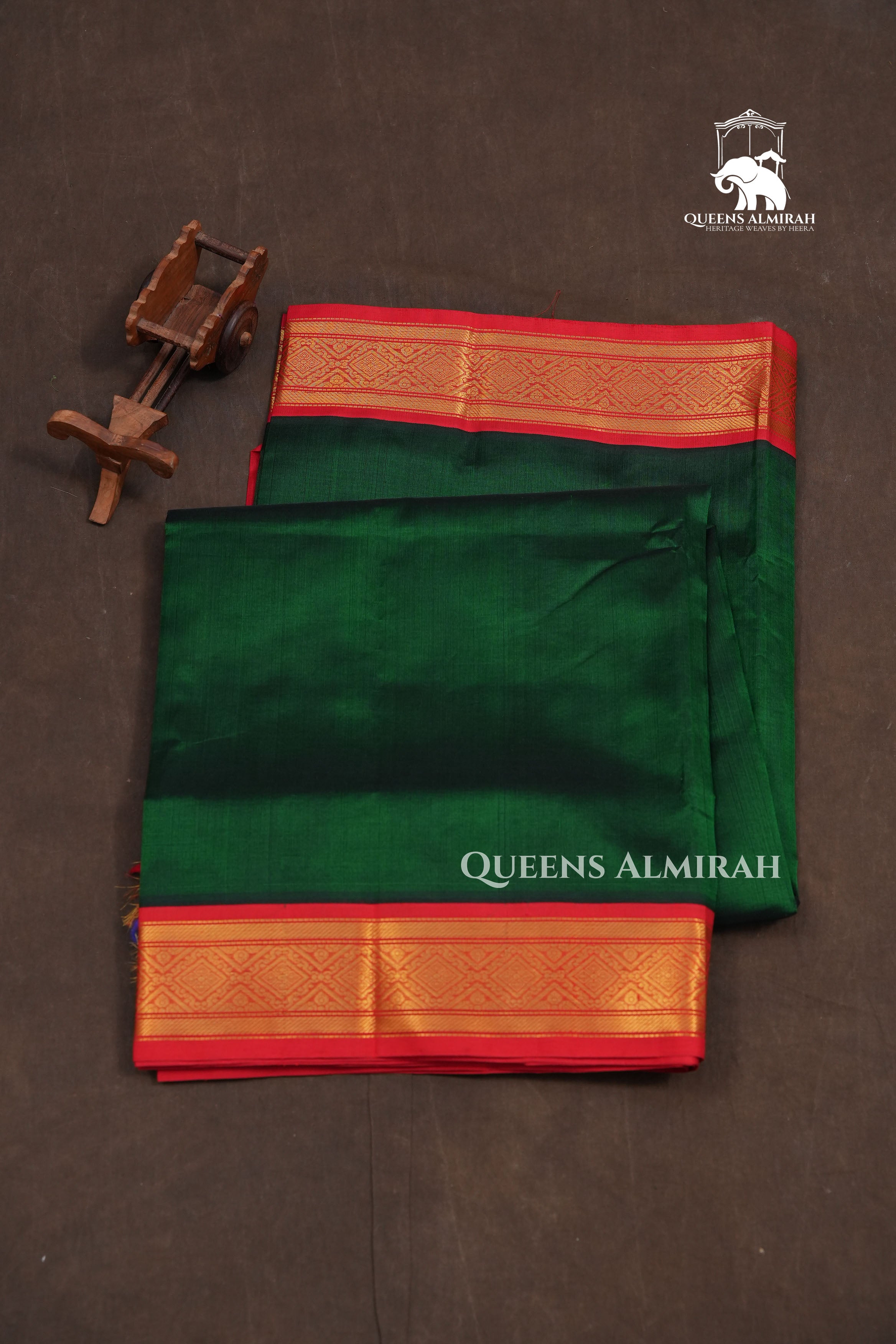 Bottle Green With Red Pure Kanchi Silk Cotton Saree
