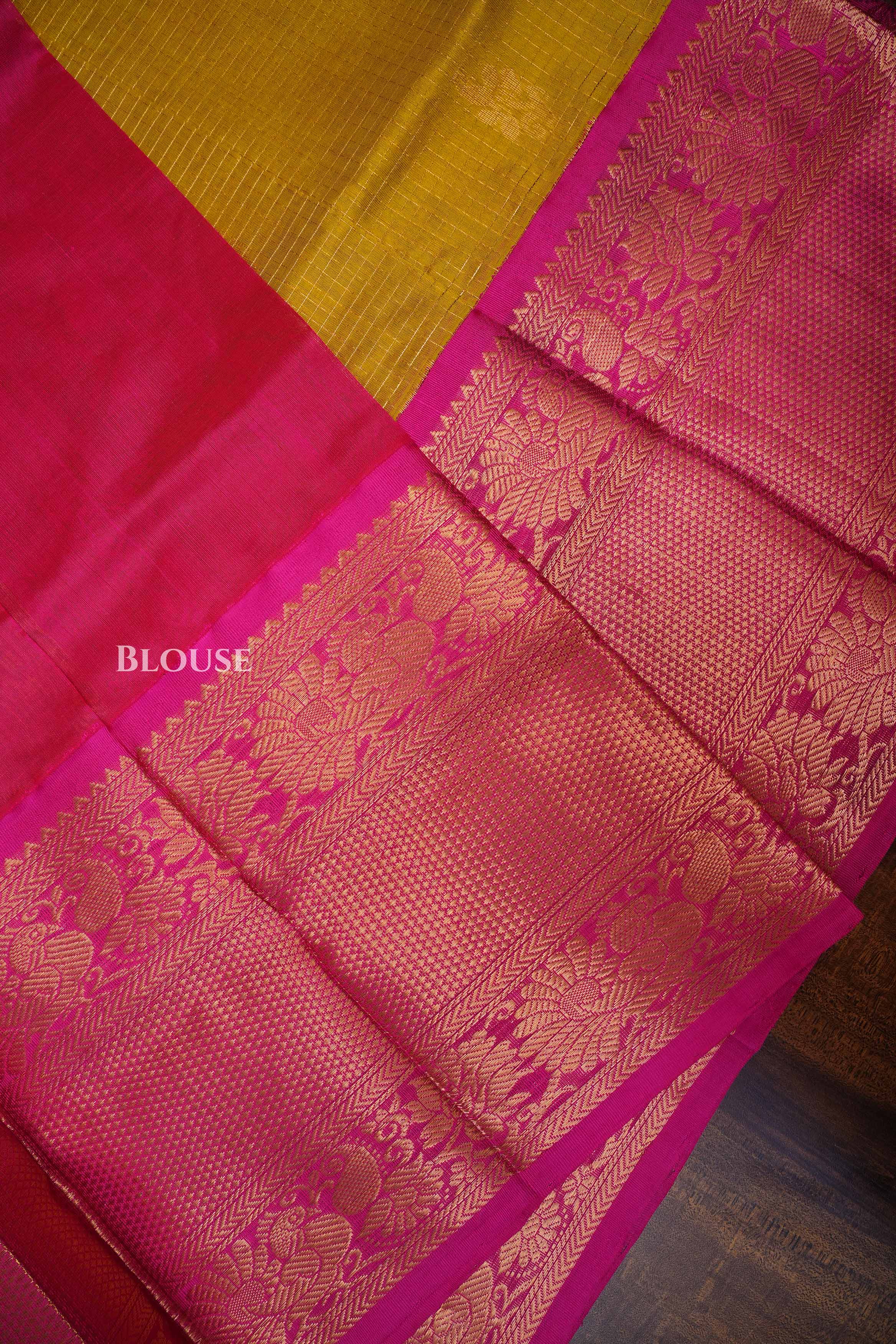 Mango Yellow With Pink Pure Silk Cotton Saree