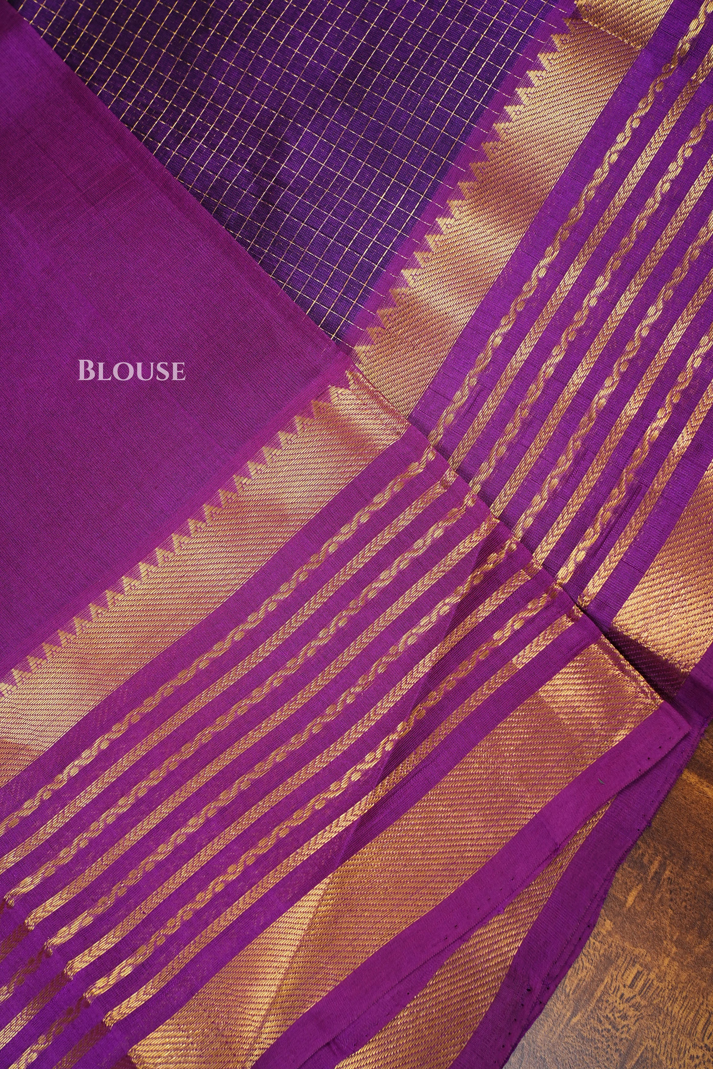 Purple Kattam Pure Silk Cotton Saree