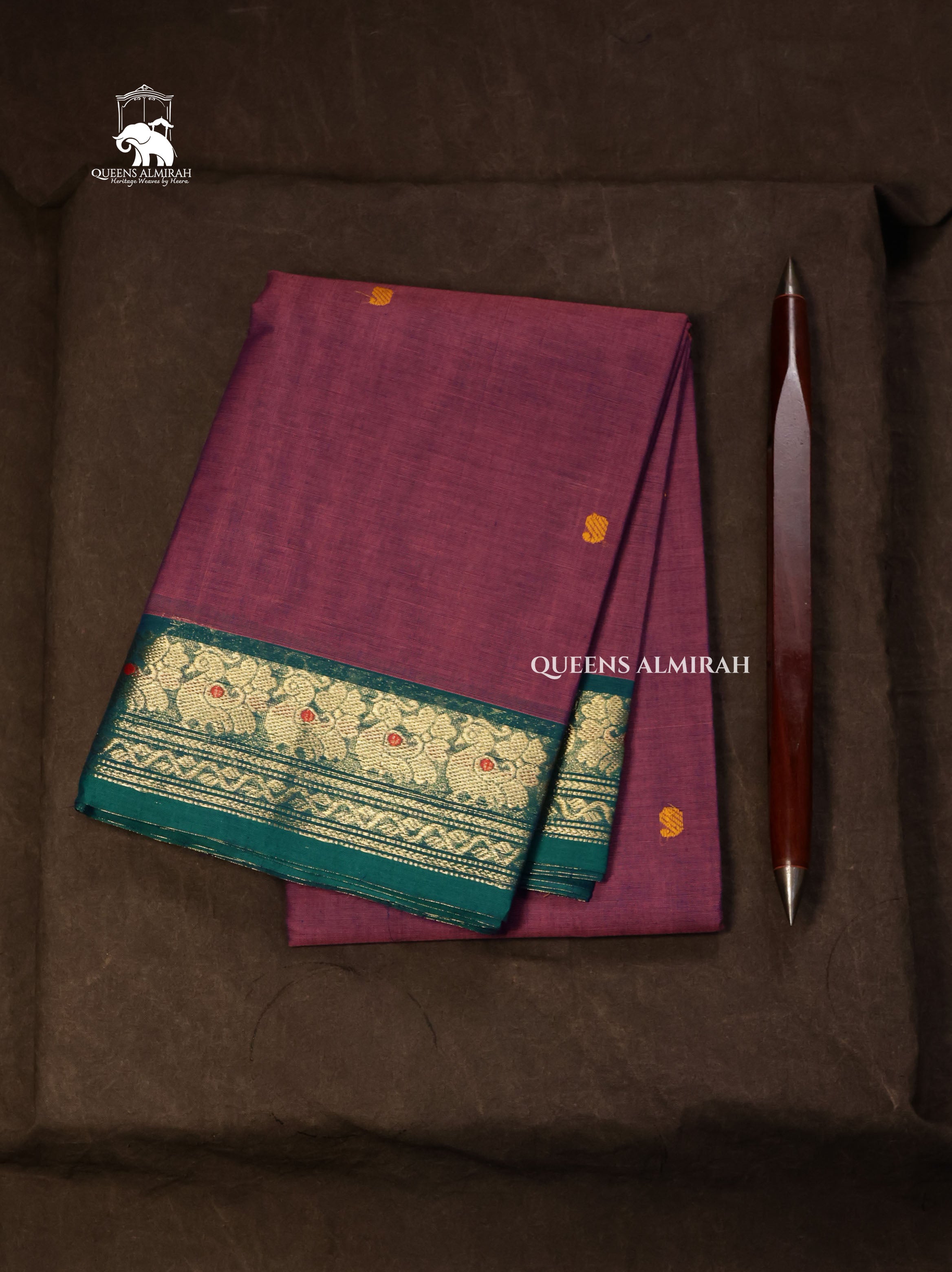 Purple With Green Kanchi Cotton Saree