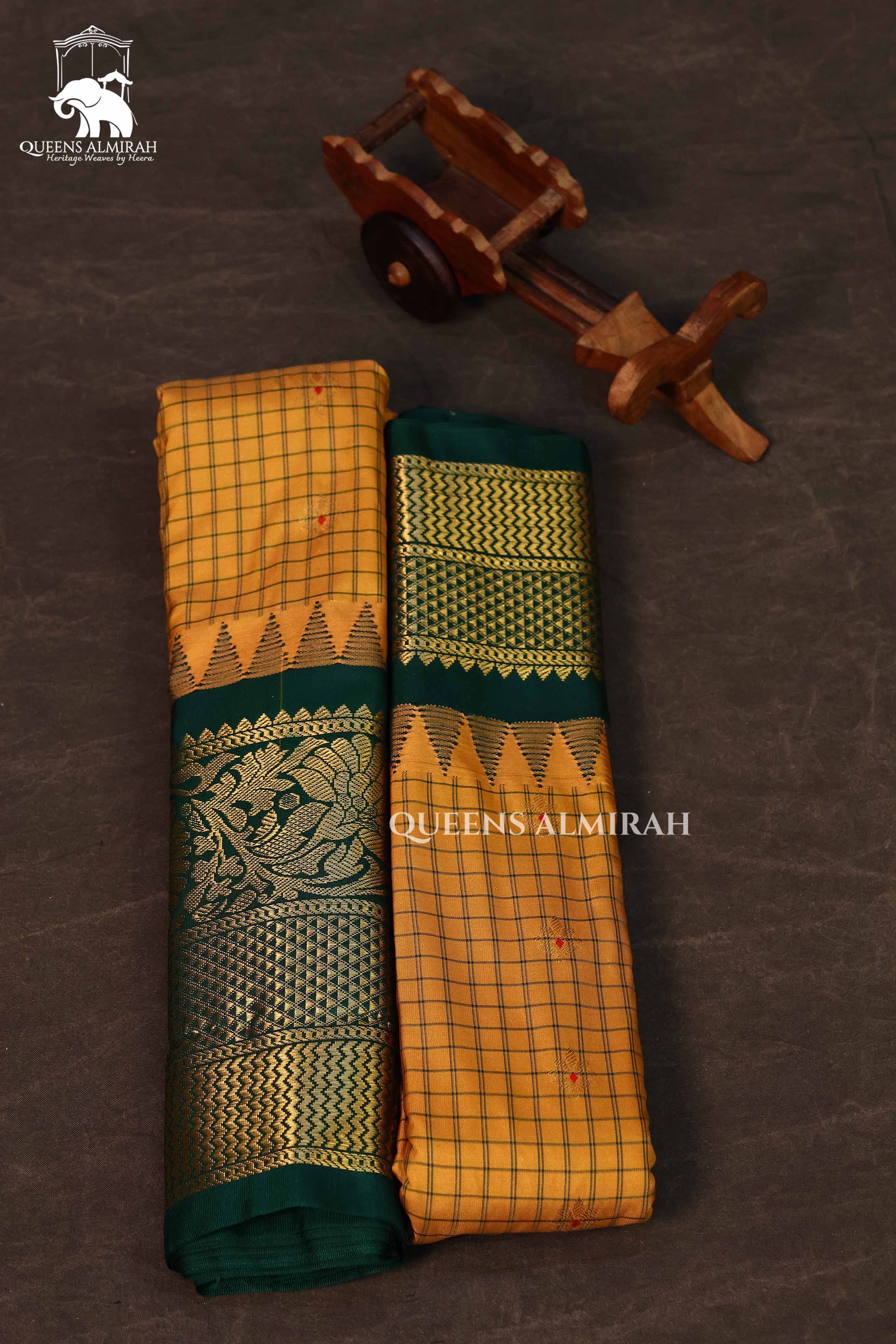 Yellow Kattam With Green Semi Gadwal Silk Saree