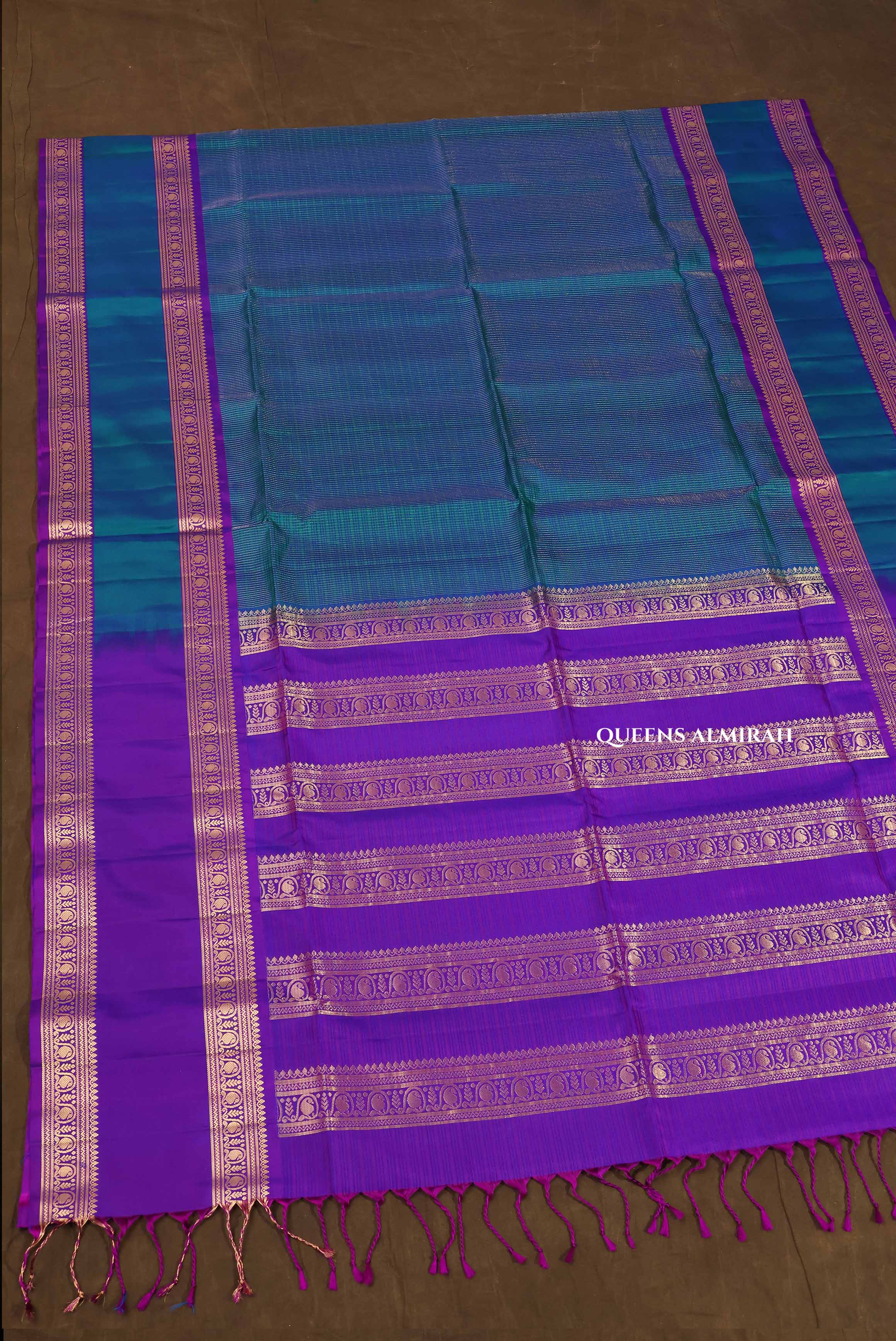 Mayil Kazhuthu Blue Payadi Pure Soft Silk Saree