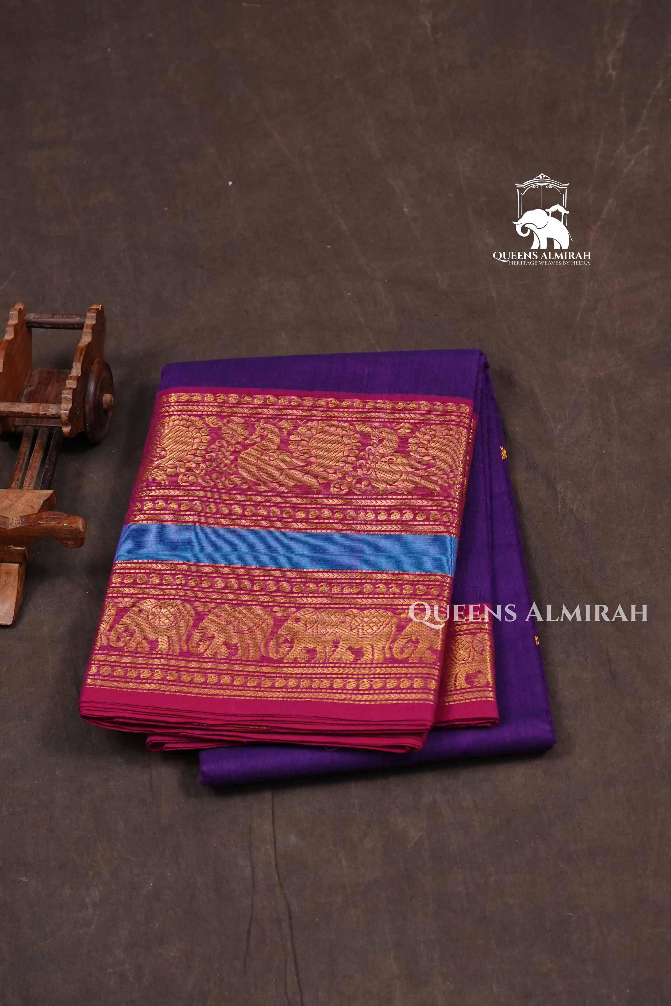 Purple With Red Kanchi Cotton Saree