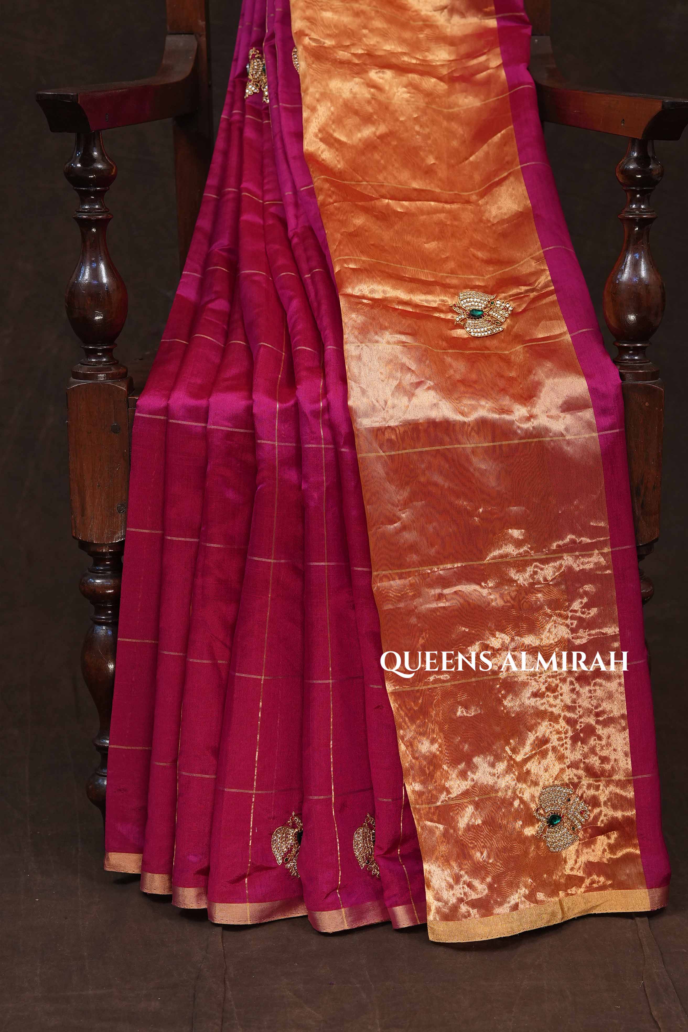 Magenta Pink Ganda Berunda Chanderi Silk Saree