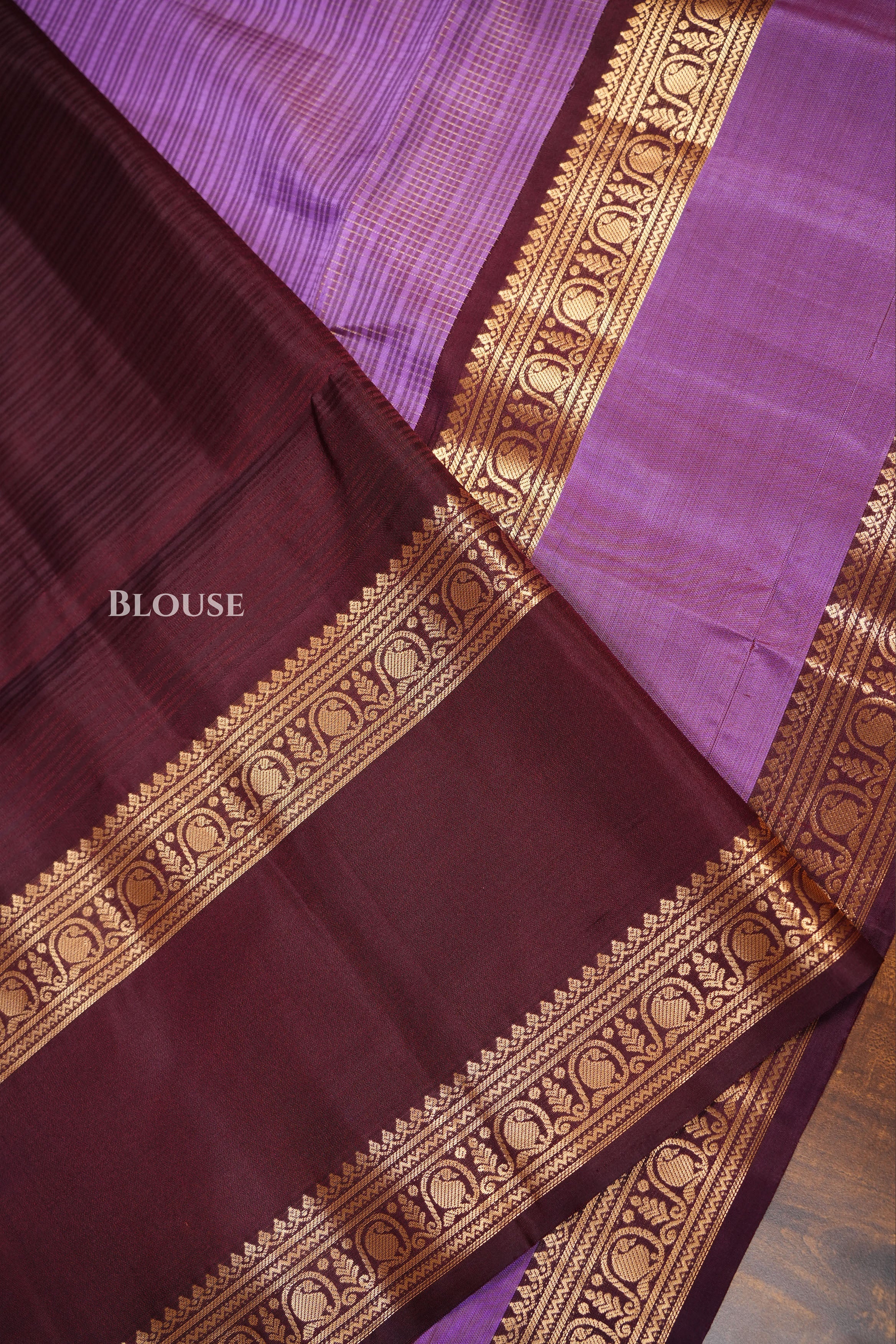 Lavender With Maroon Rettapet Border Payadi Pure Soft Silk Saree