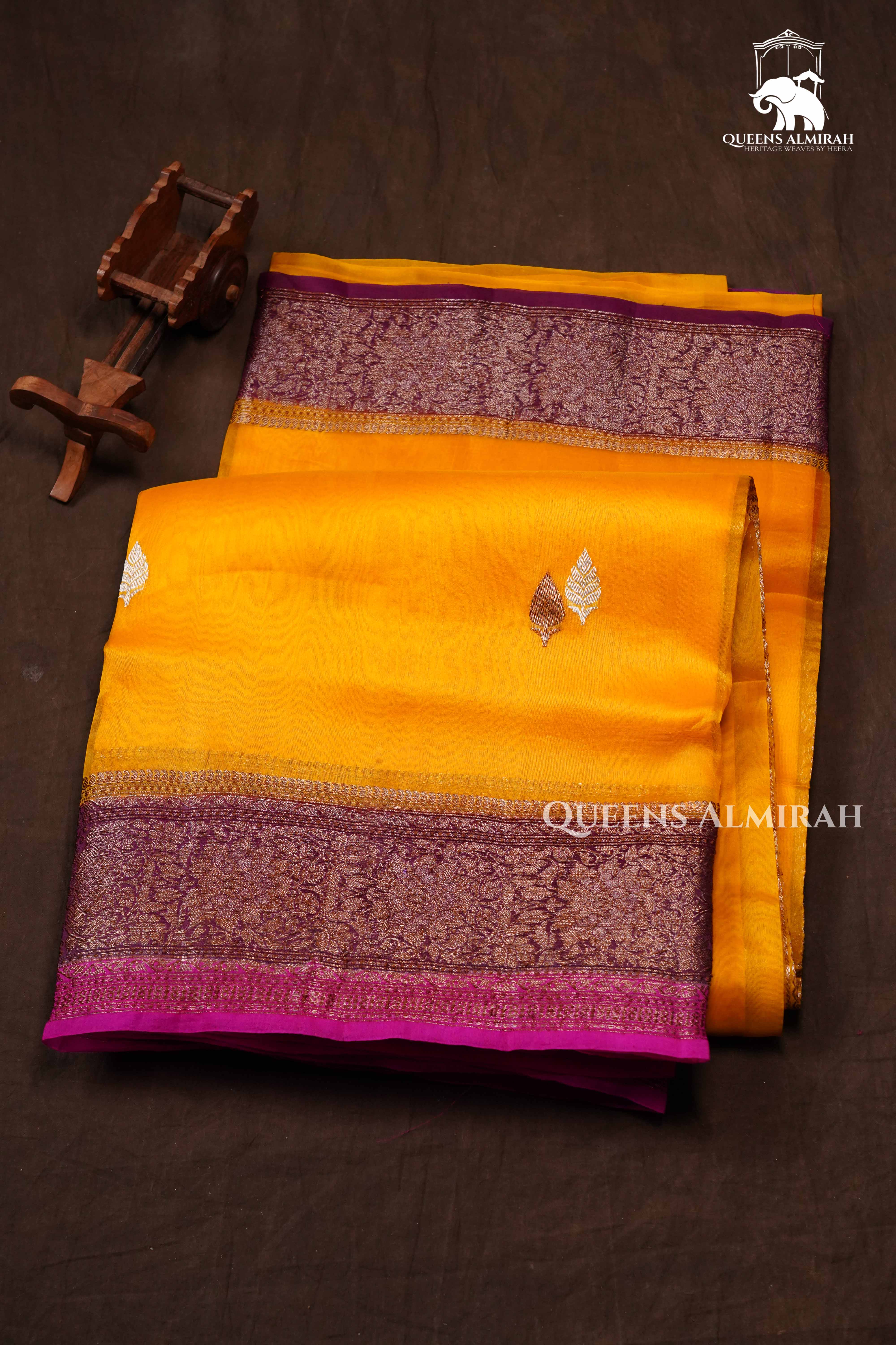 Mango Yellow Banarasi Organza saree