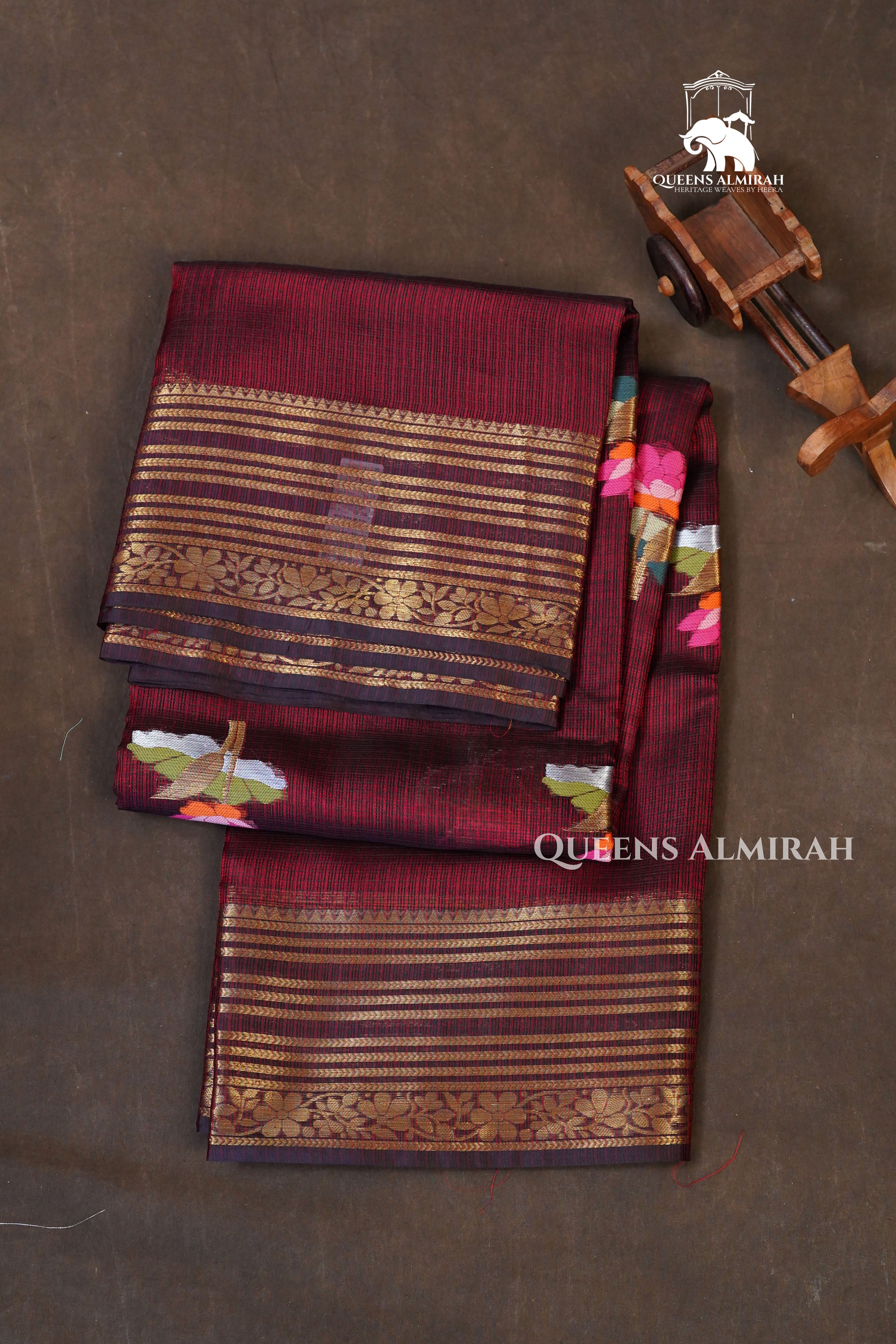 Maroon With Meenakari Floral Butta Pure Kota Silk Saree