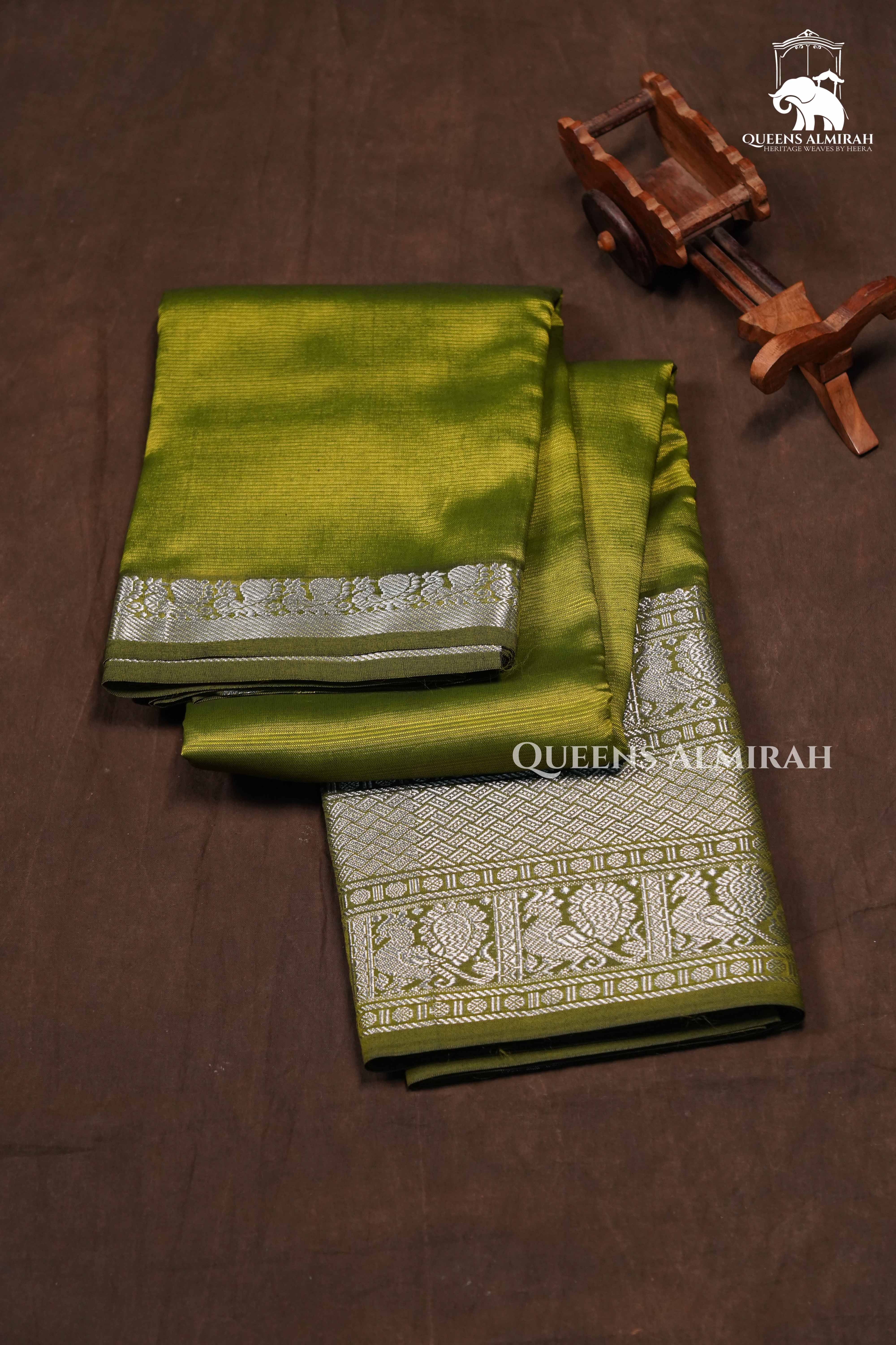 Yellowish Green Mangalgiri Saree