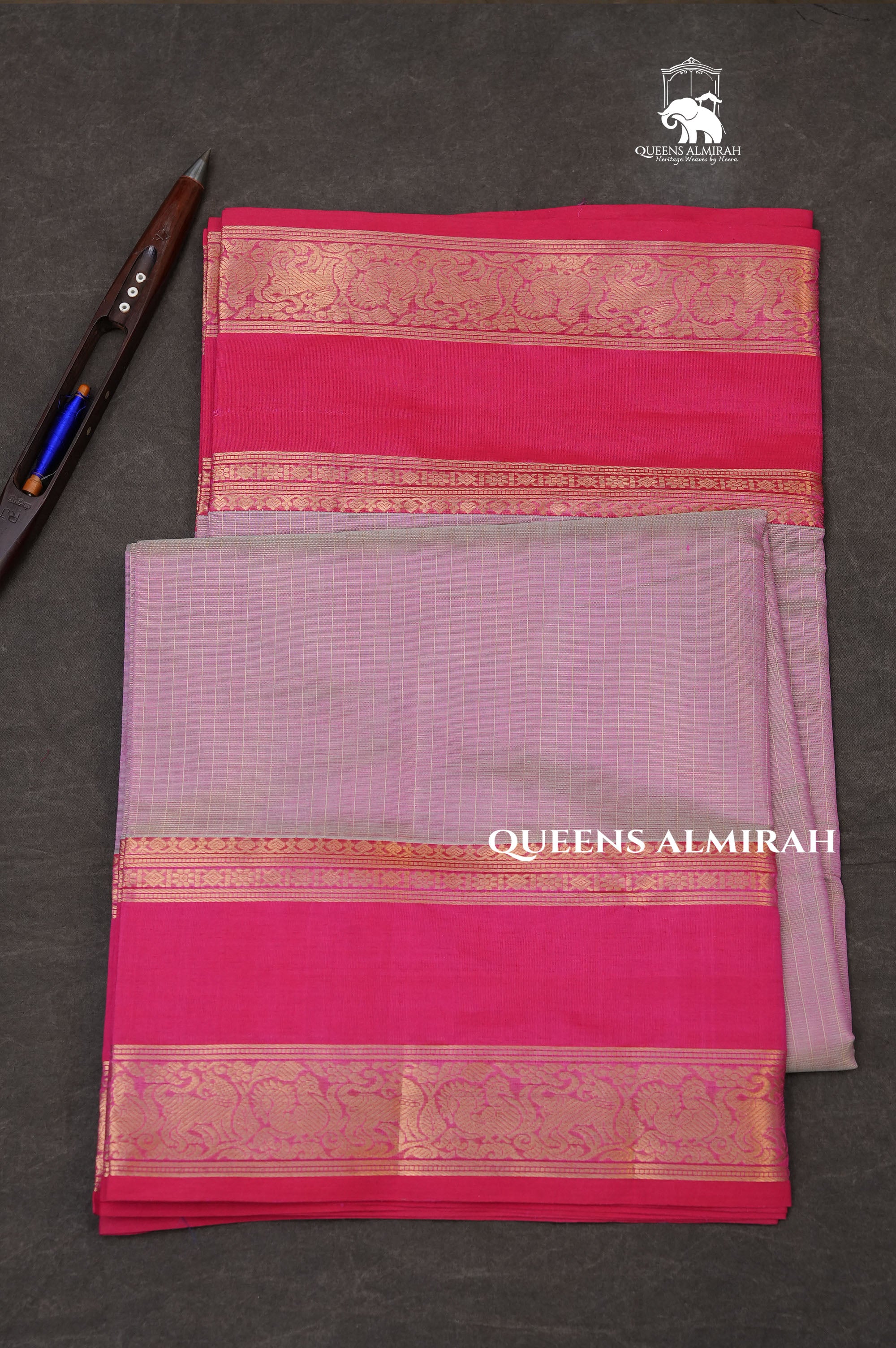 Baby Pink With Rani Pink Payadi Chettinad Silk Cotton Saree