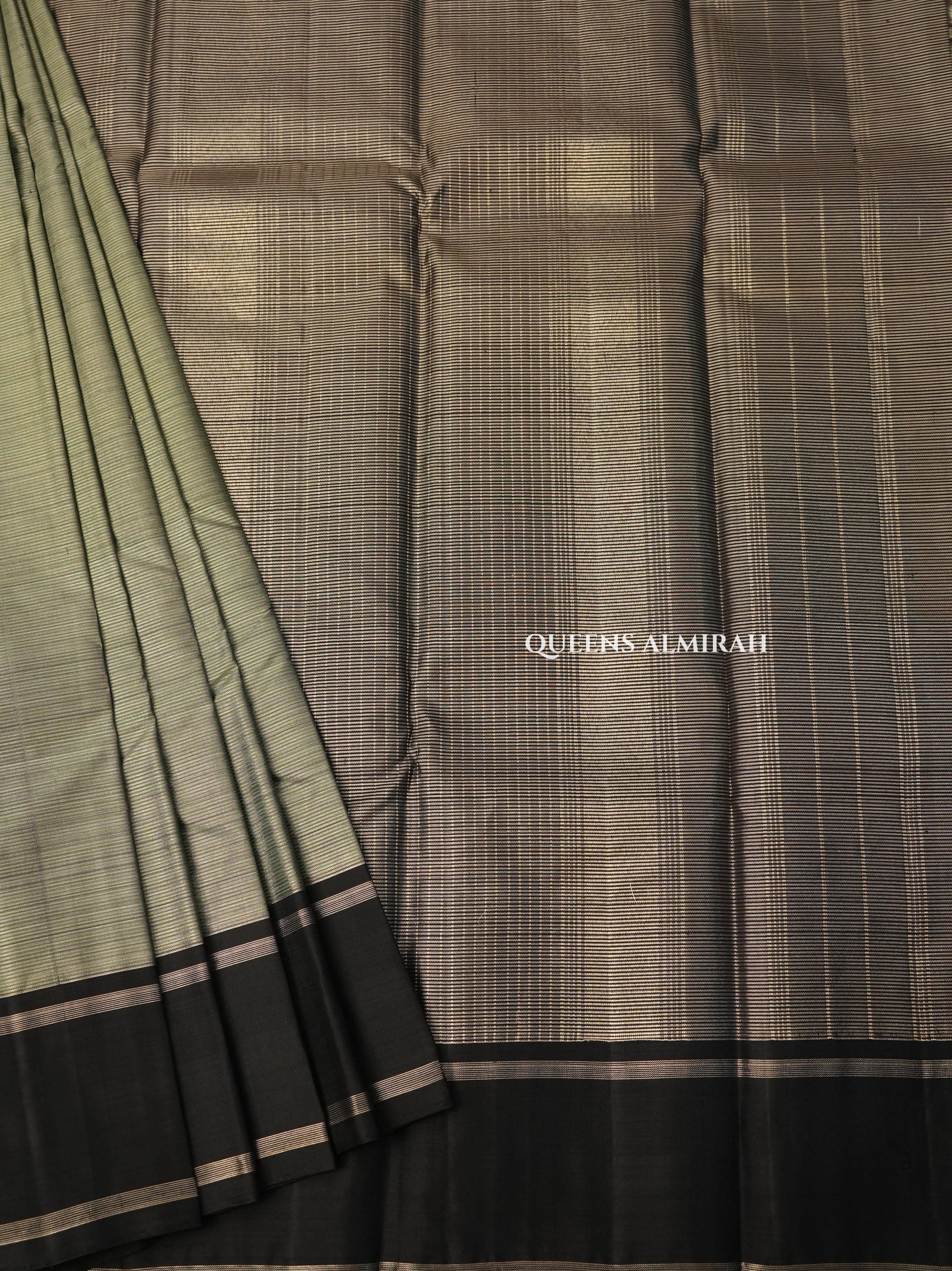 Green With Black Border Pure Kanchivaram Silk Saree