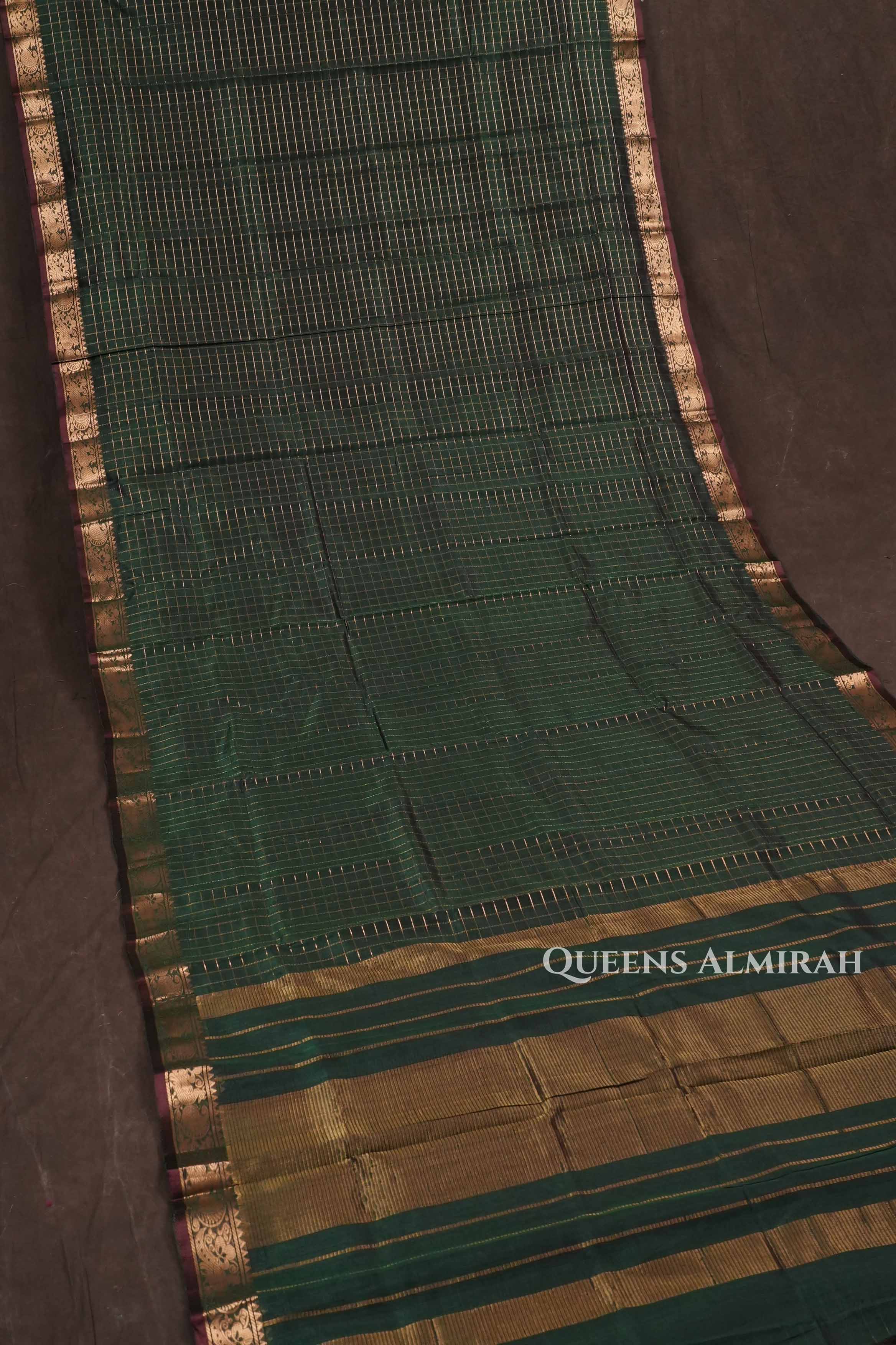 Dark Green Pure Silk Cotton Saree