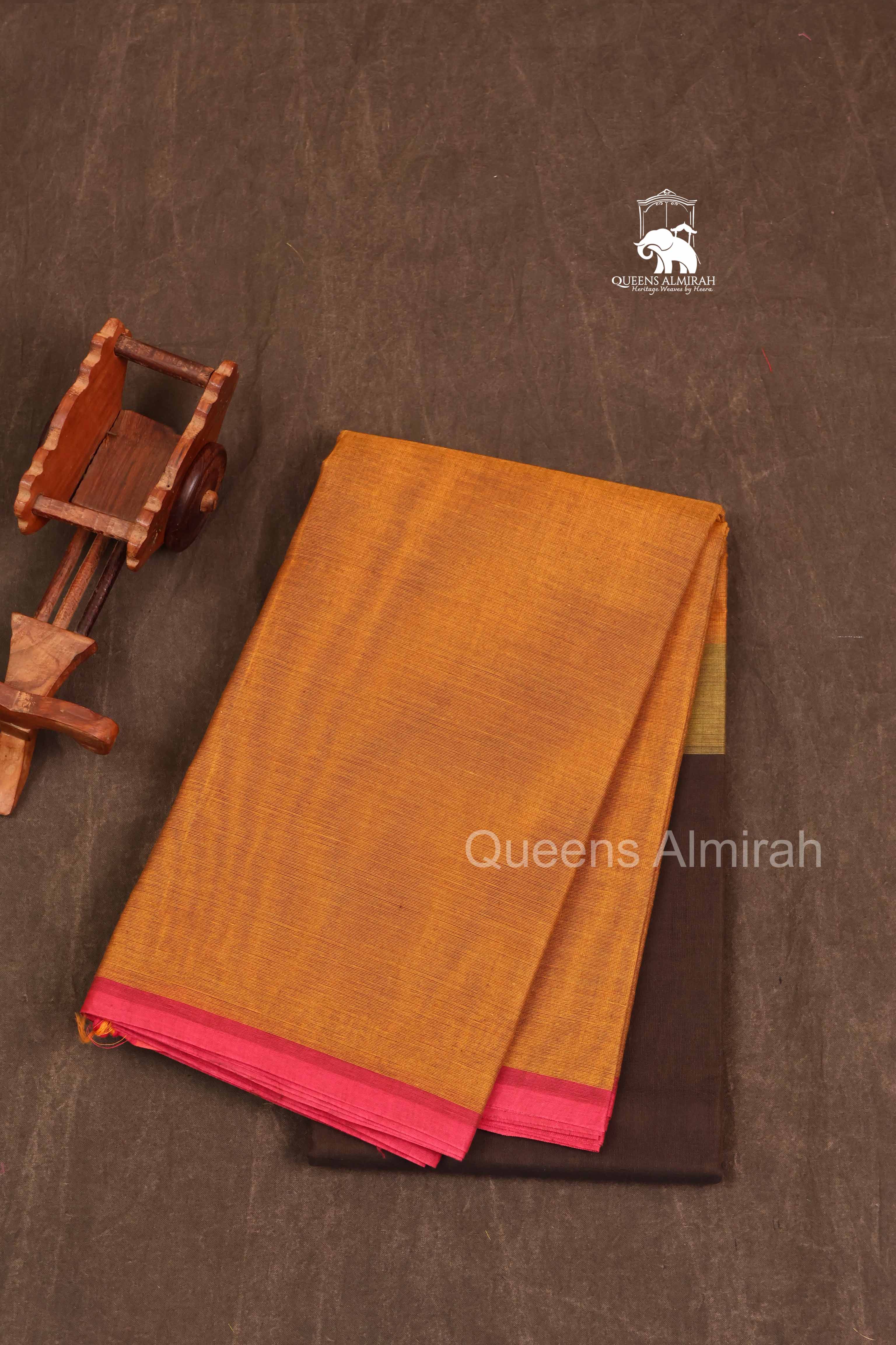 Brown With Yellow Chettinad Cotton Saree