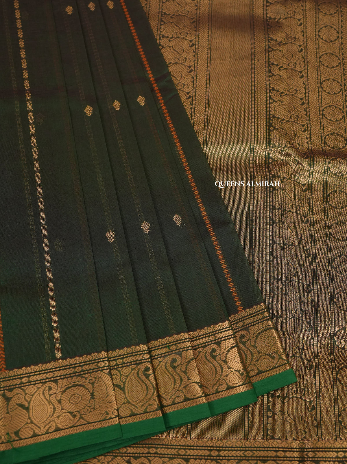 Dark Green Chettinad Silk Cotton Saree