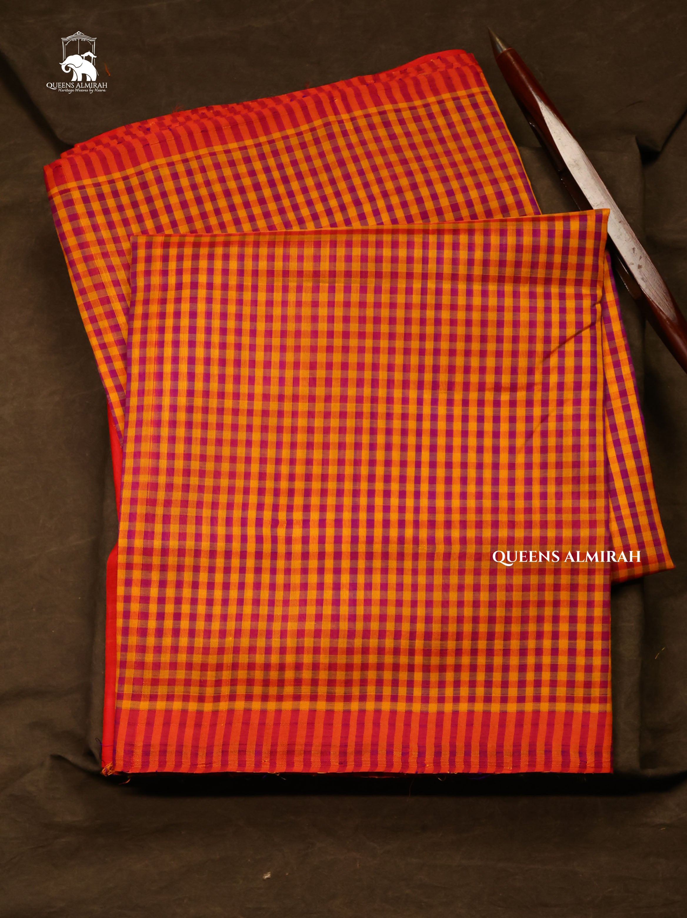 Yellow With Pink Kattam Pure Silk Cotton Saree