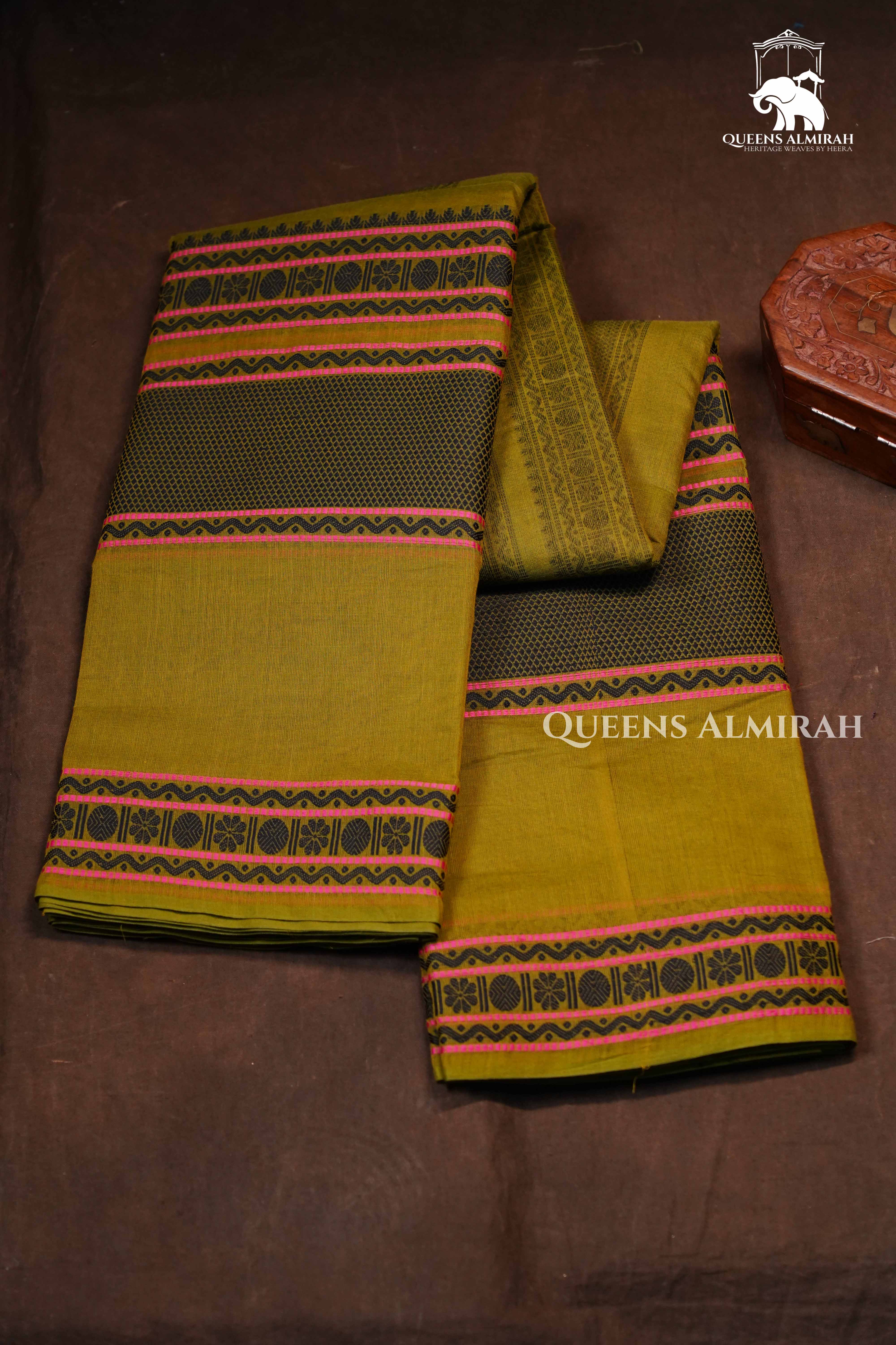 Mehandi Green1 Chettinad Cotton Saree