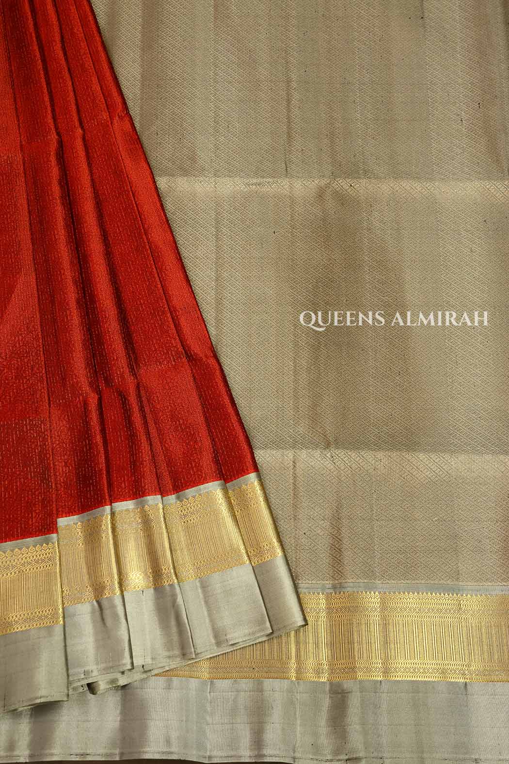 Maroon With Grey Pure Soft Silk Saree