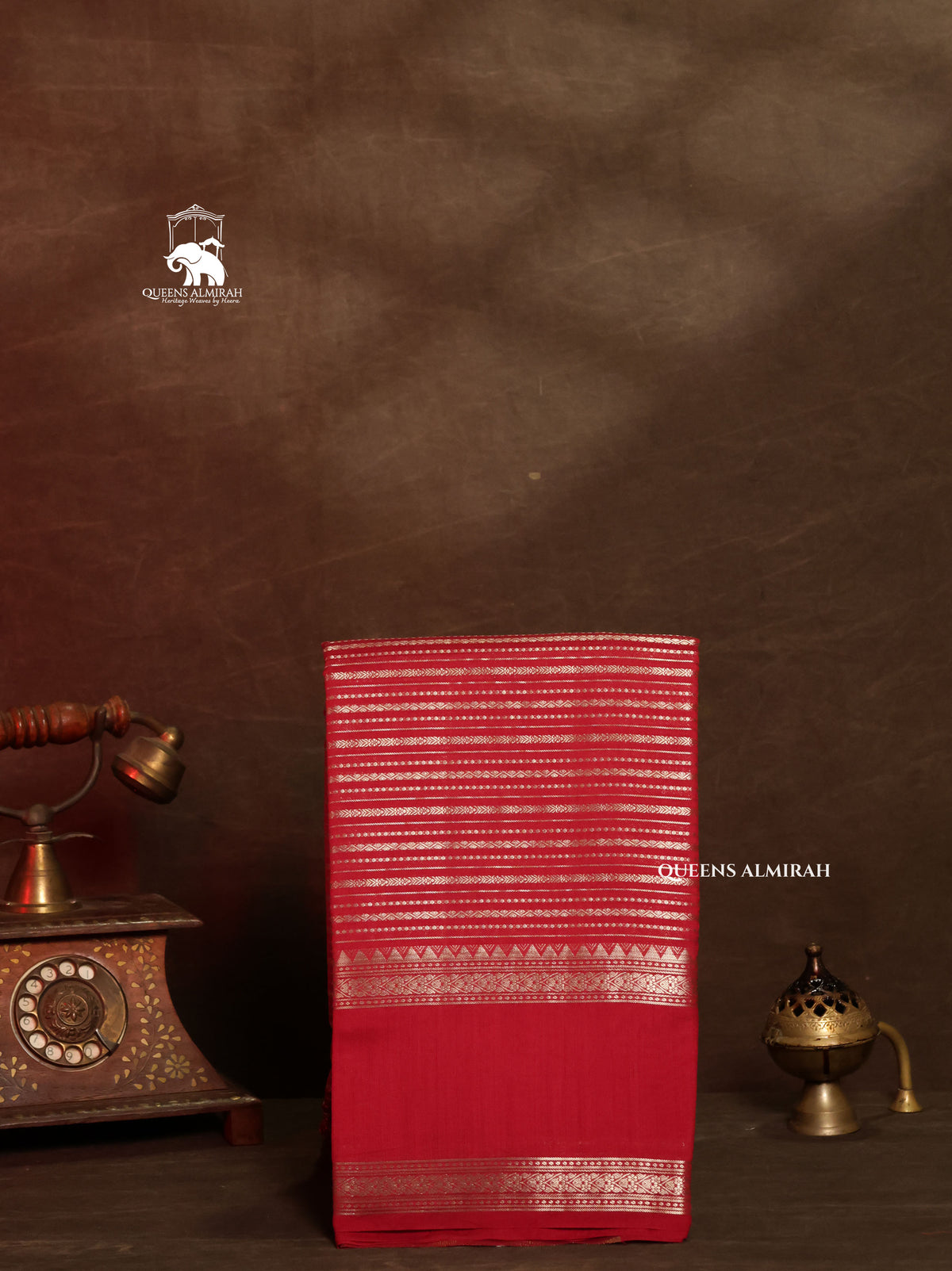 Red Chiniya Silk Saree