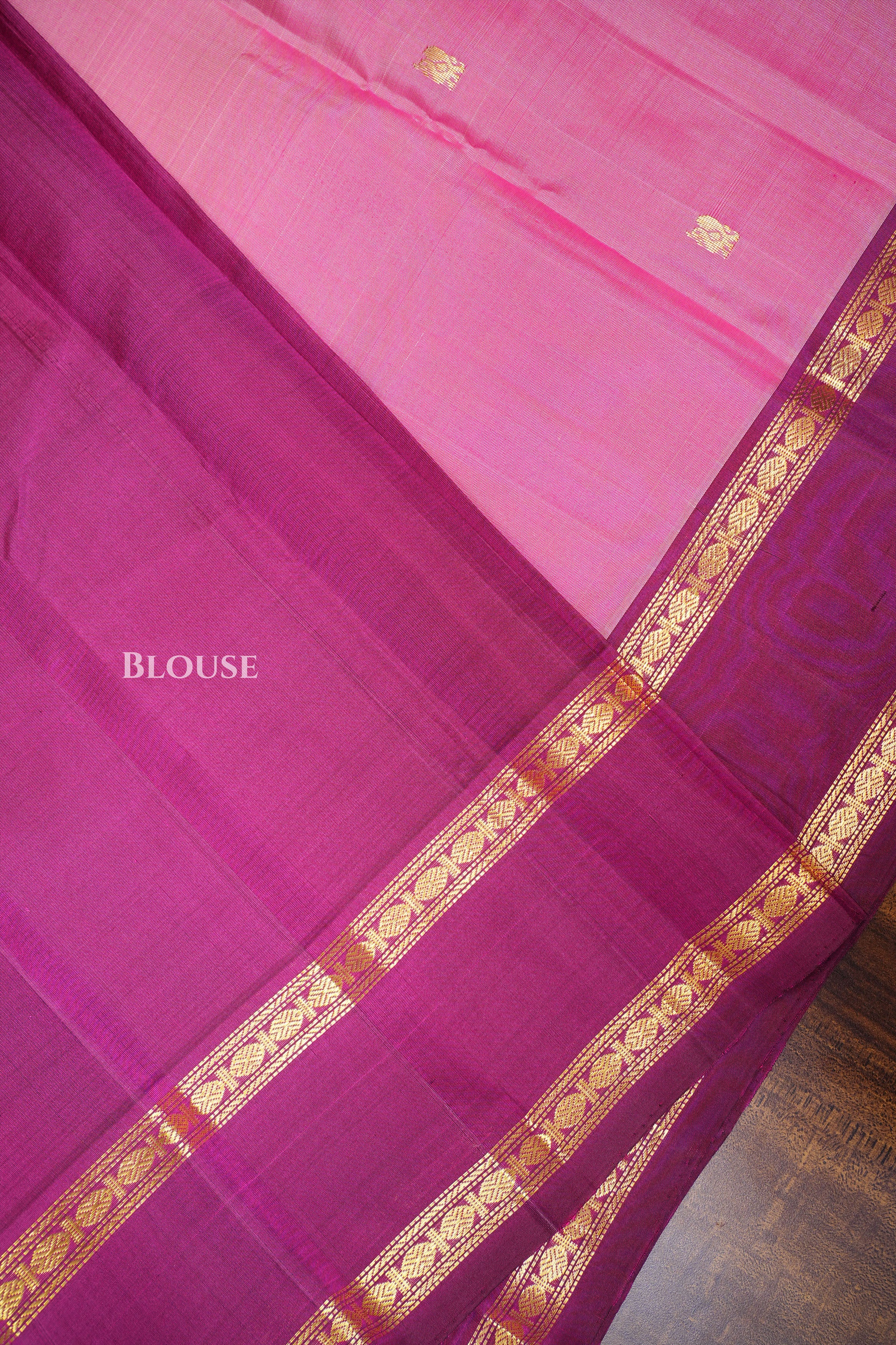 Rose Milk With Purple Pure Kanchivaram Silk Saree