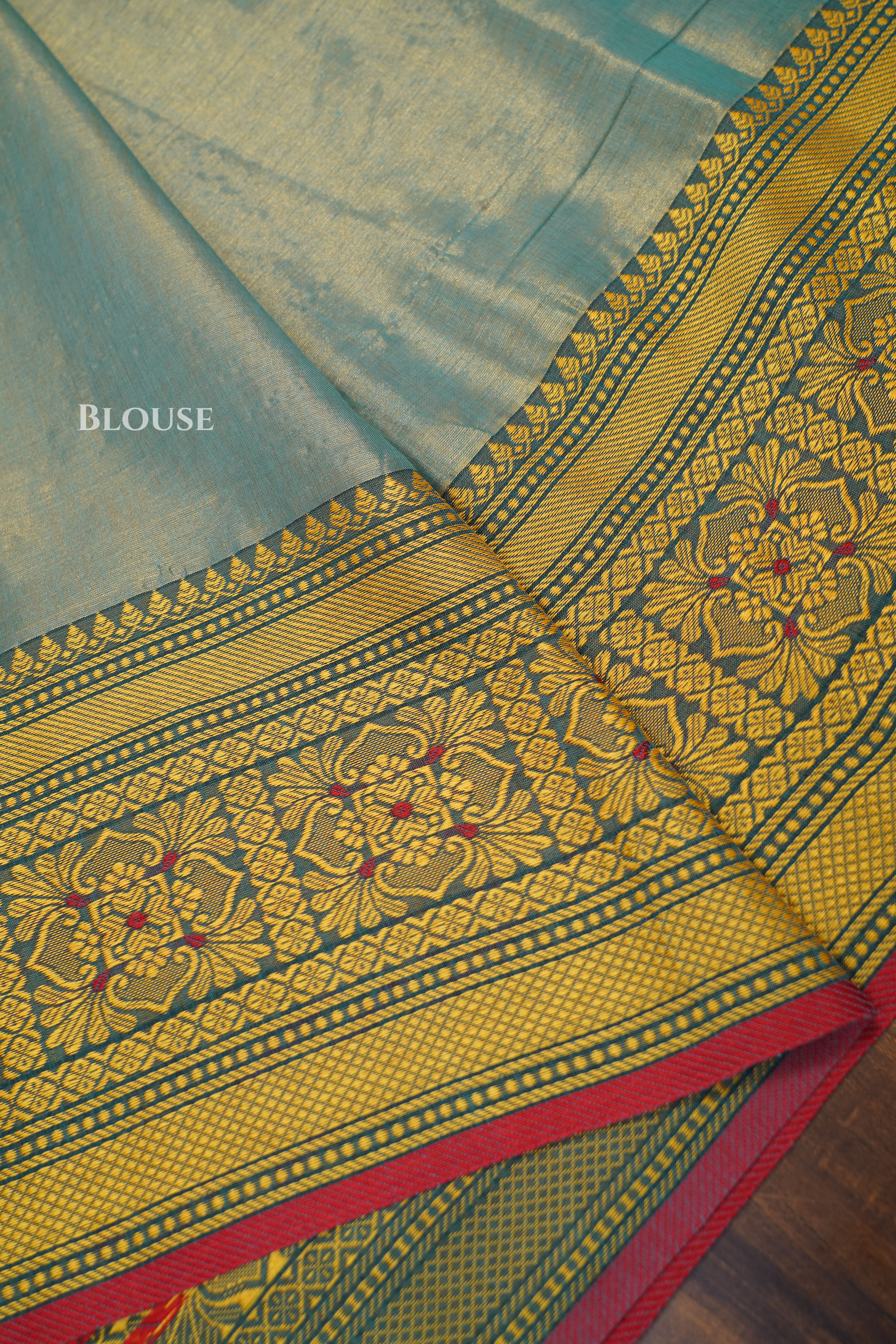 Sky Blue Linen Tissue Saree With Narayanpet Border