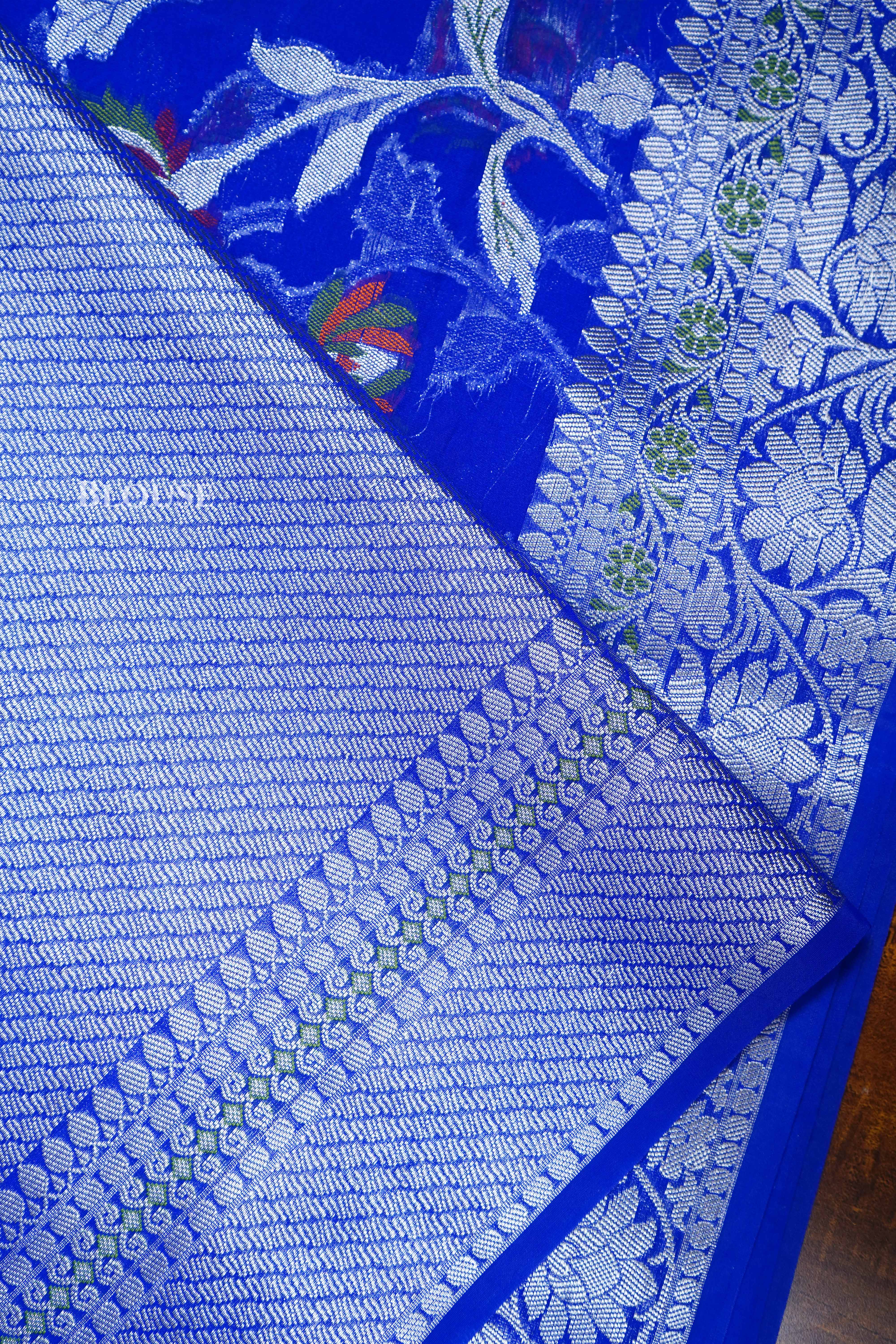 Royal Blue Semi Banarasi Silk Saree