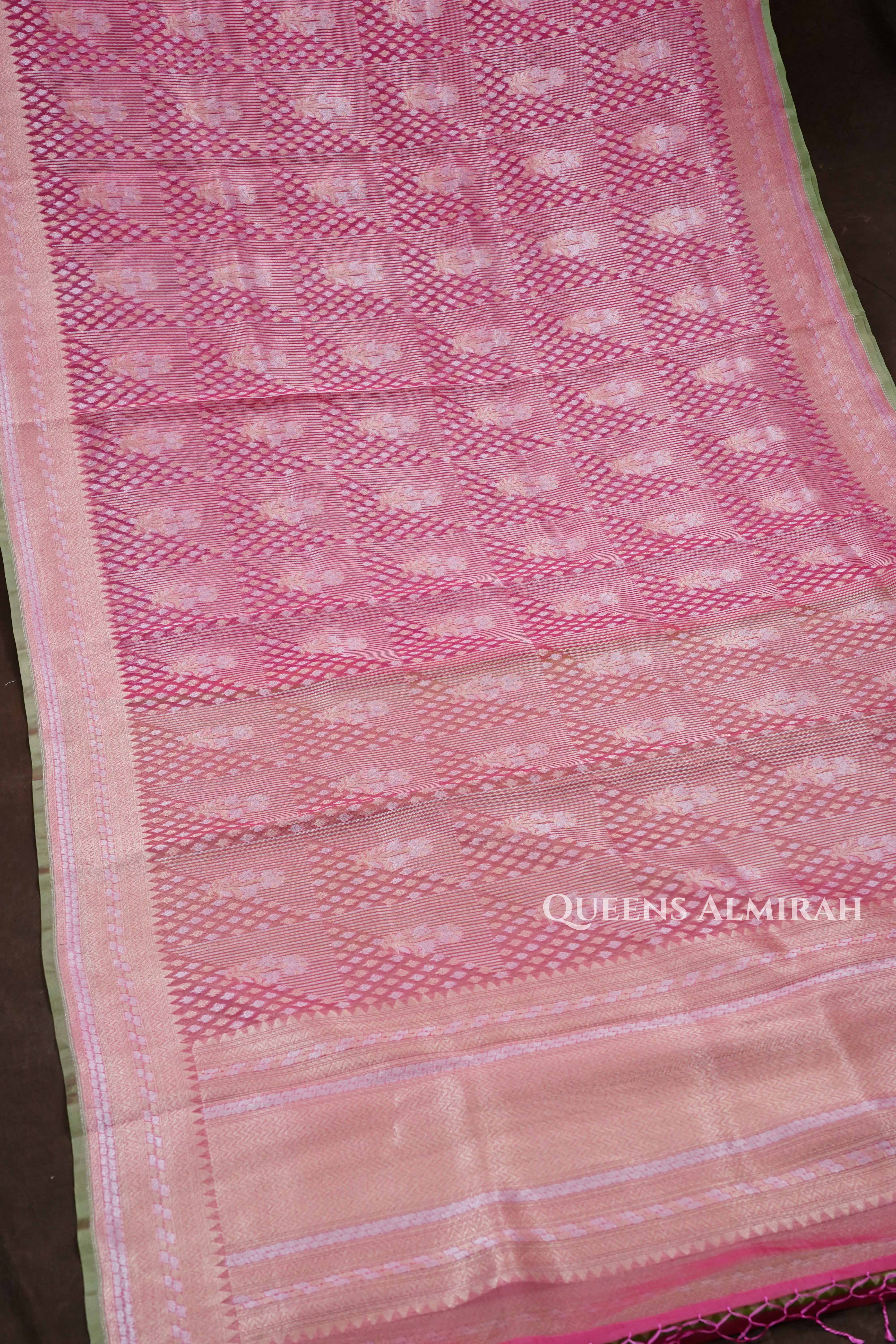 Pink Banarasi Organza Silk Saree